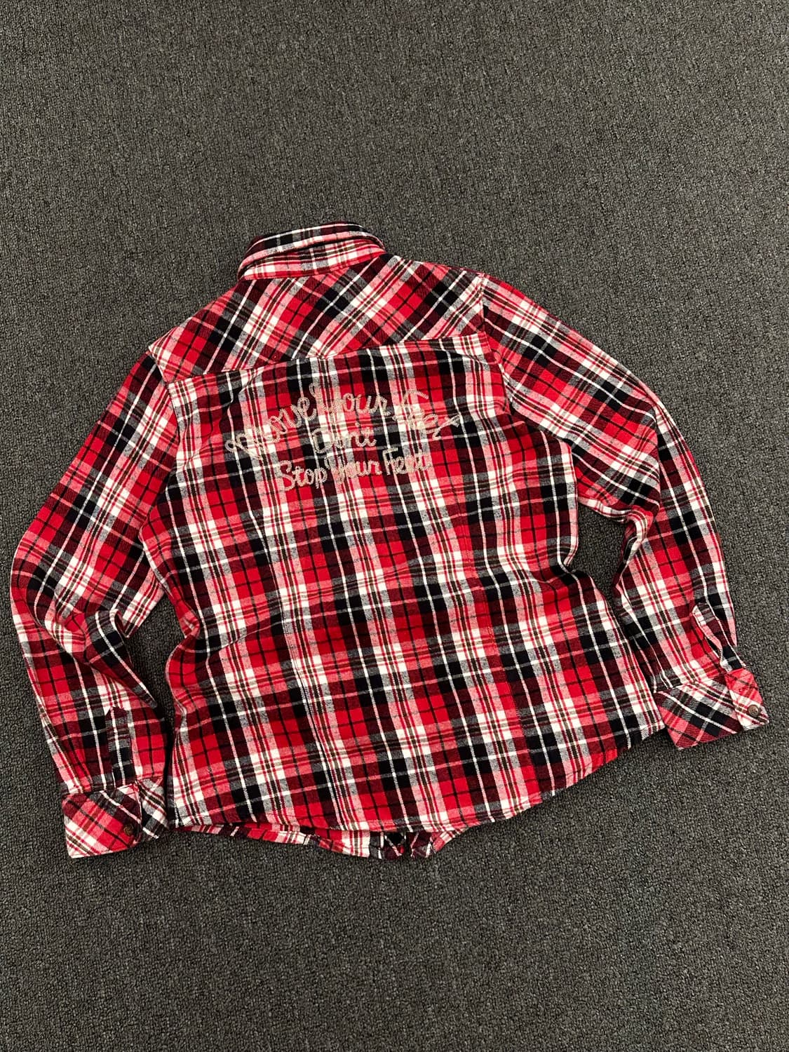 L)빈티지 여성 스티치 플란넬 셔츠 상품이미지3