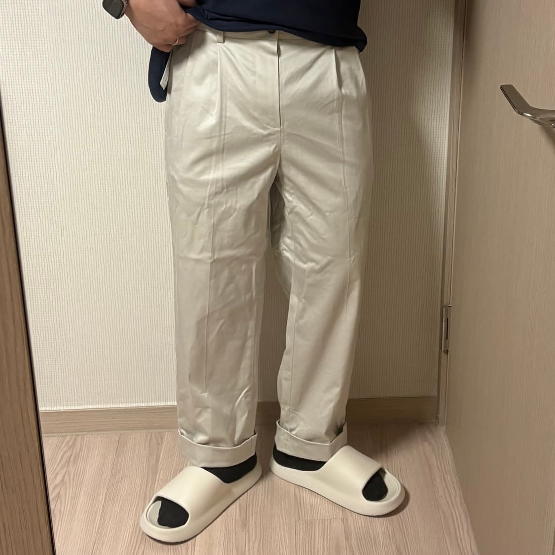정품 브룩스브라더스 투턱 베이지 치노팬츠 롤업 트라우저 면바지 32인치 상품이미지1
