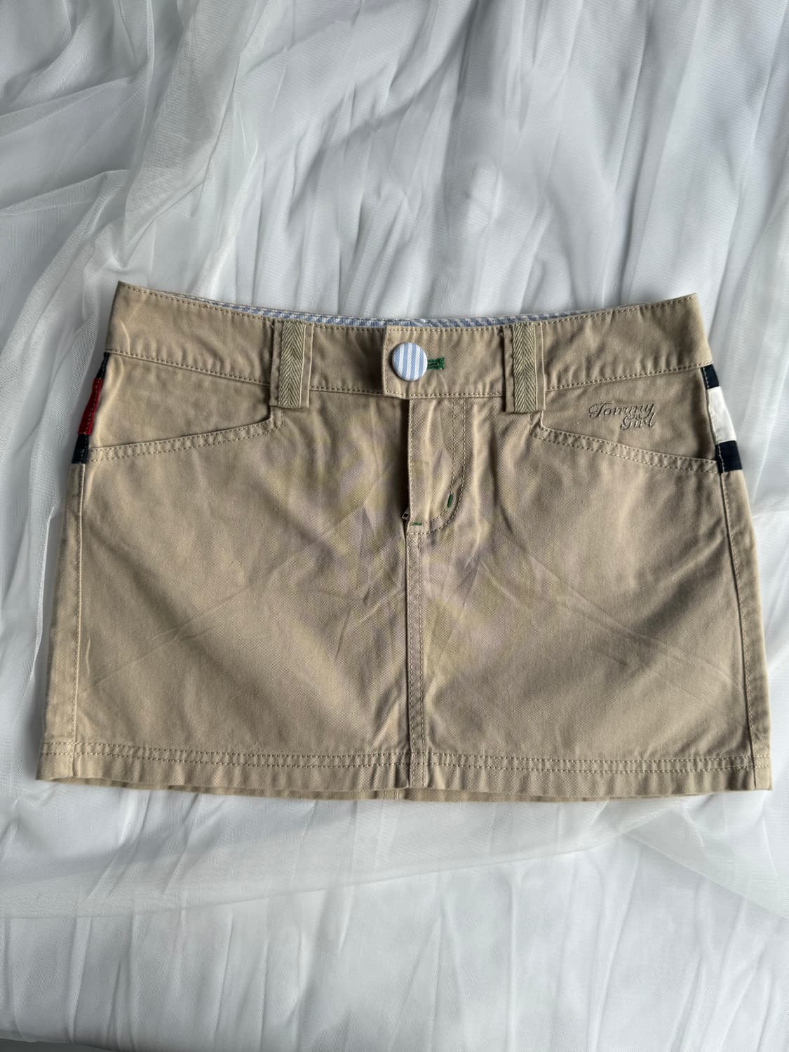 Tommy 베이지 배색치노스커트 상품이미지2