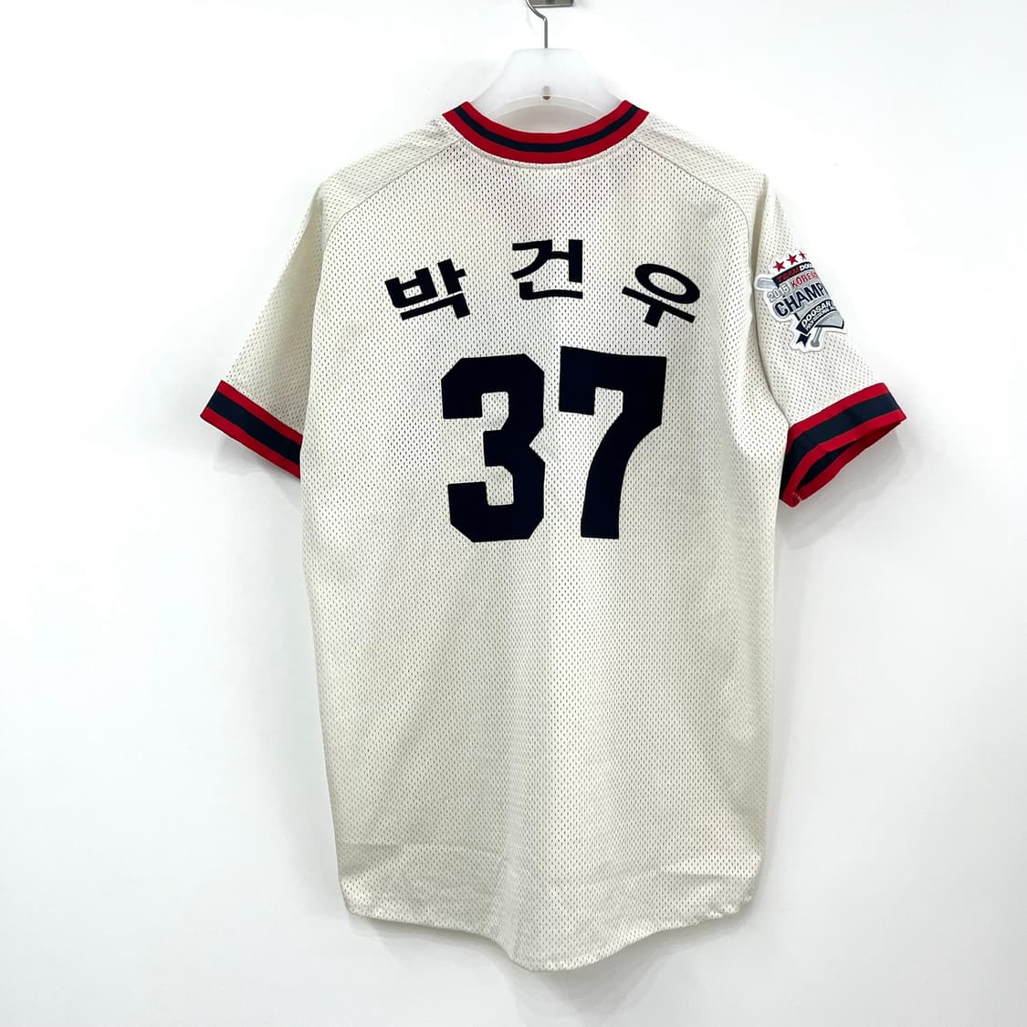 두산베어스 올드 박건우 마킹 레트로 반팔 홈 유니폼 상품이미지3