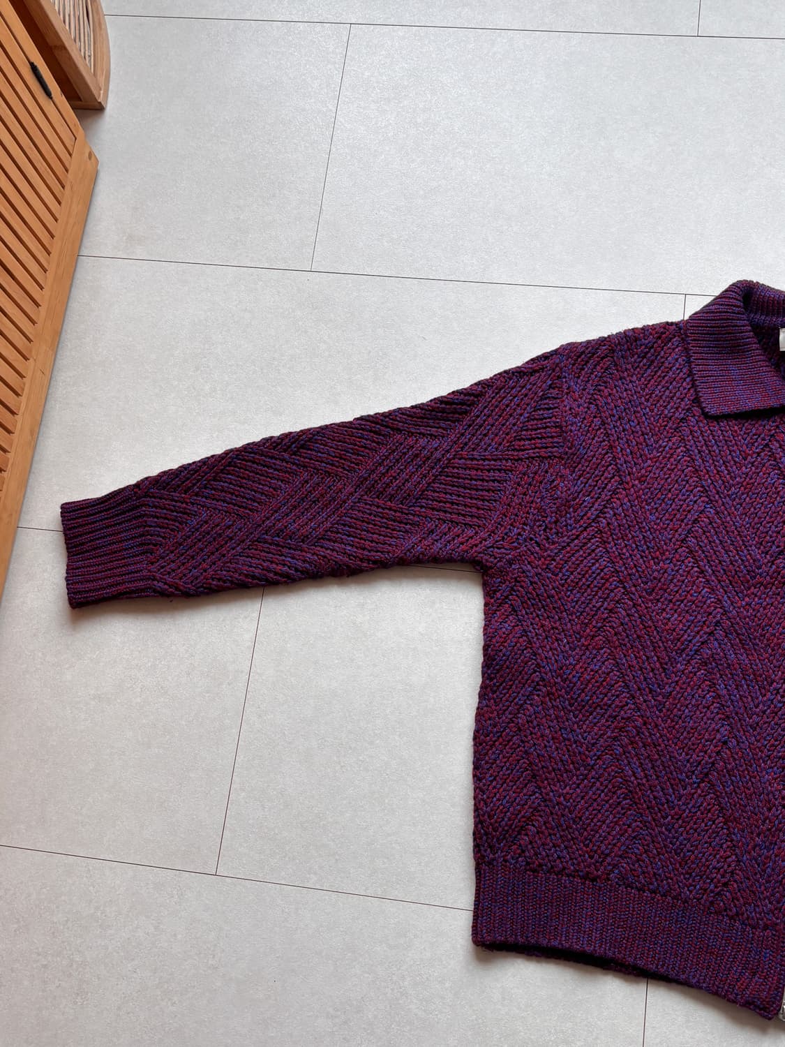 Wool Blend Purple Knit Zipup Cardigan L 상품이미지2