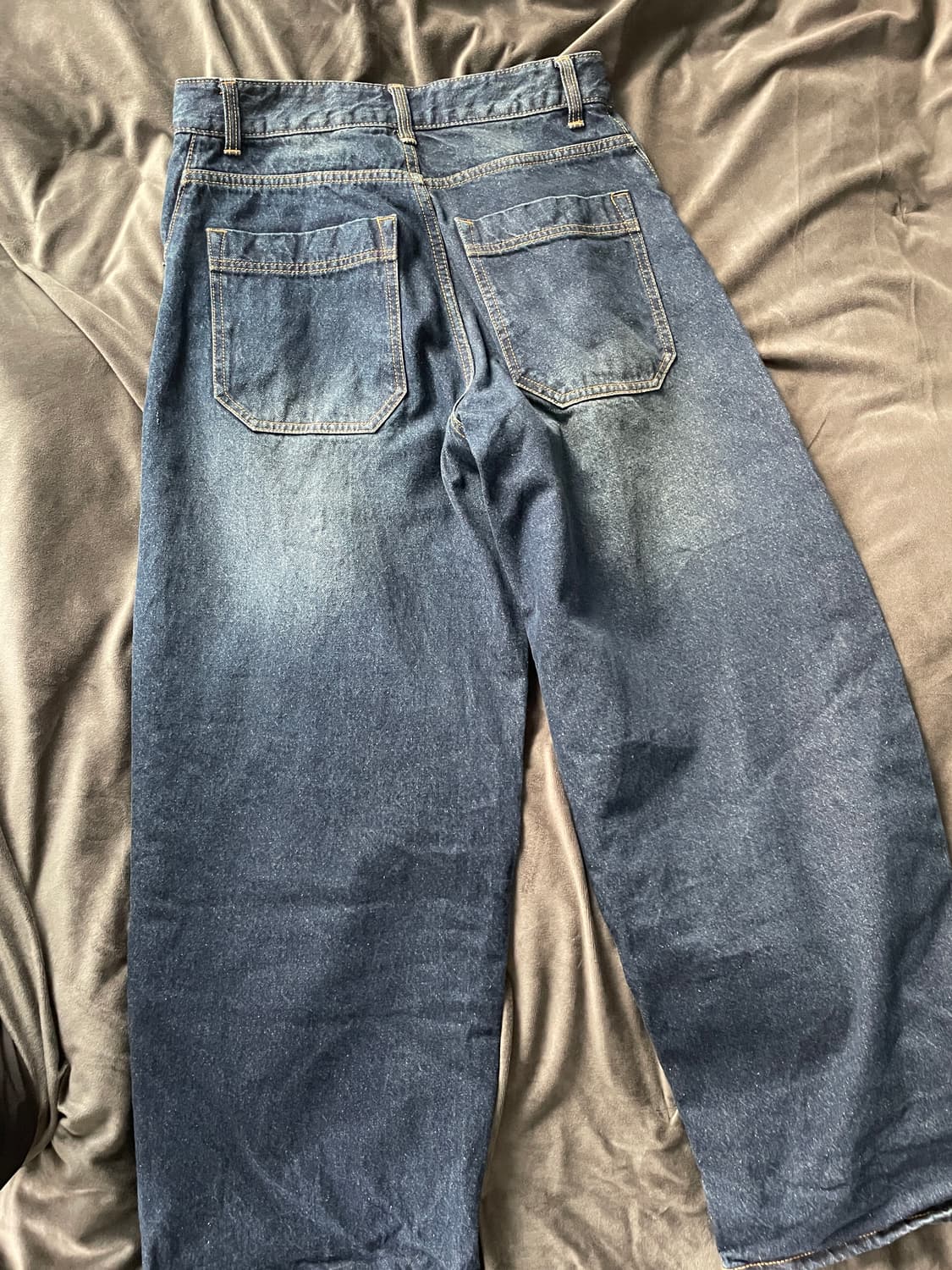 비긴202 아크 커브드 데님 와이드 팬츠 다크 블루 2사이즈 상품이미지3