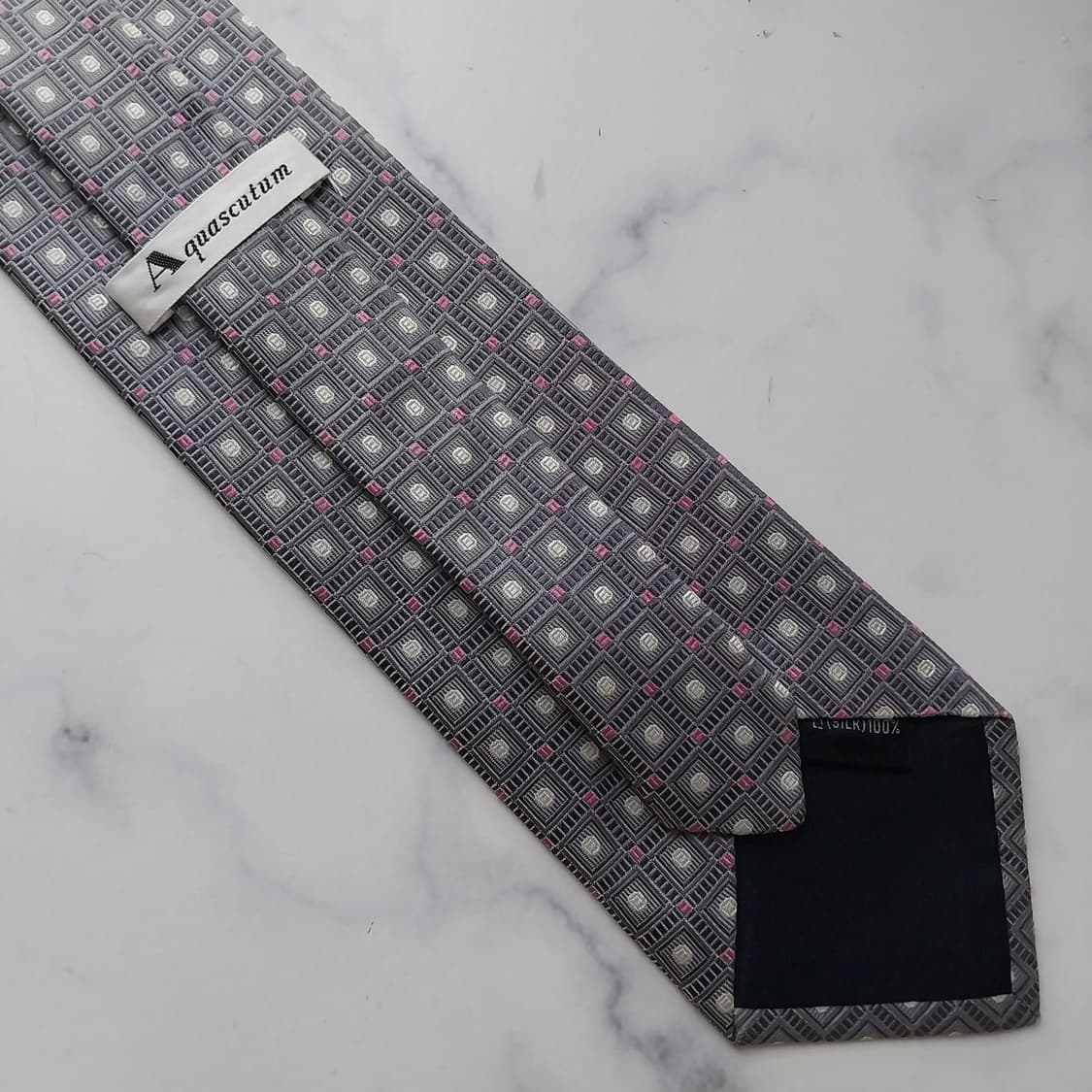 아쿠아스큐텀 실크 자카드 패턴 넥타이 9.5cm A+등급 K2096 상품이미지4