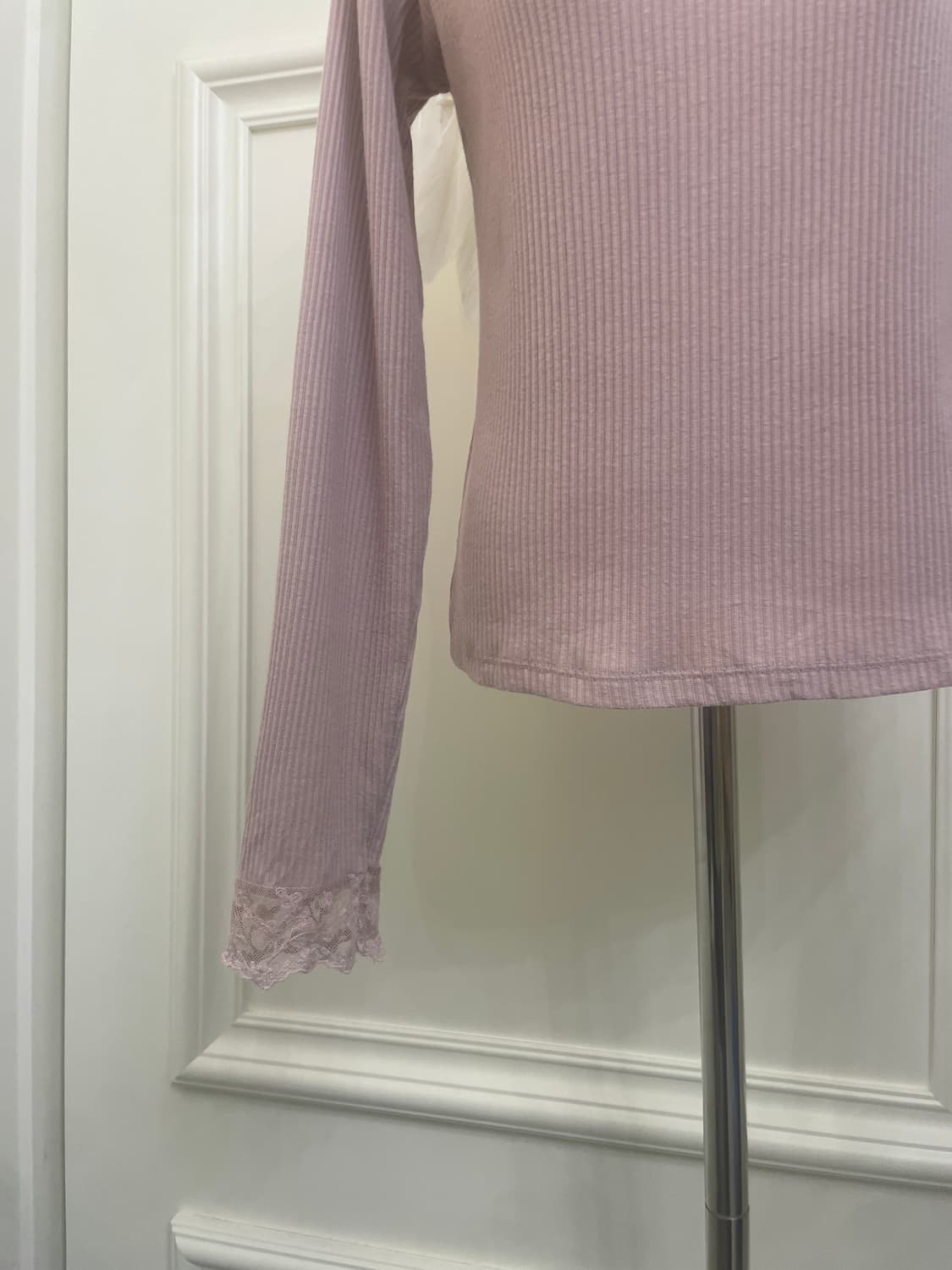 pink lavender lace point rib top(size-F) 상품이미지8
