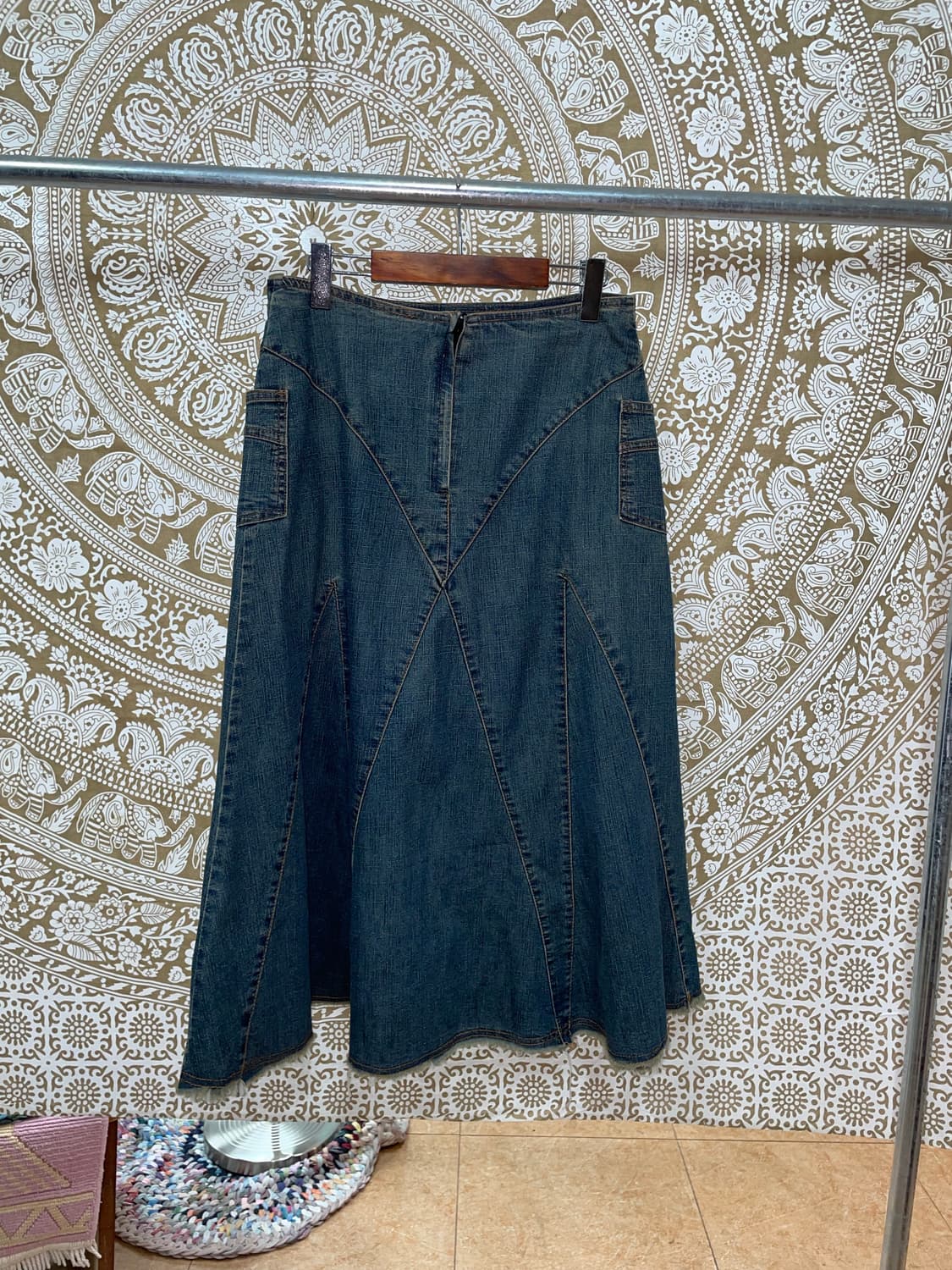 빈티지 절개 포켓 데님 롱 스커트  상품이미지5