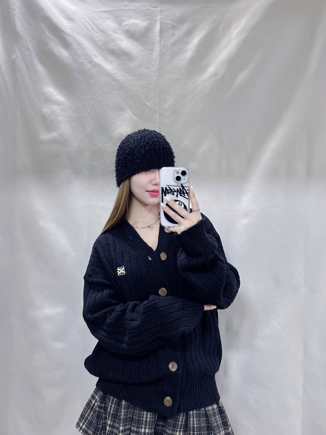 세터 블랙 스몰로고 가디건  상품이미지1