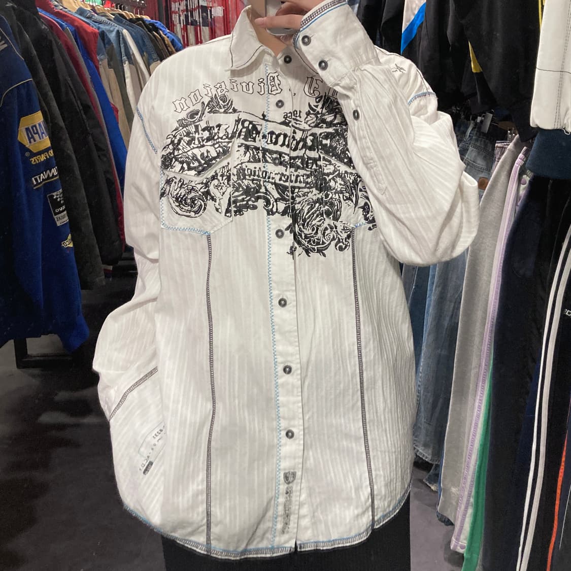 [IM] vtg 웨스턴 프린팅 셔츠 화이트 상품이미지4