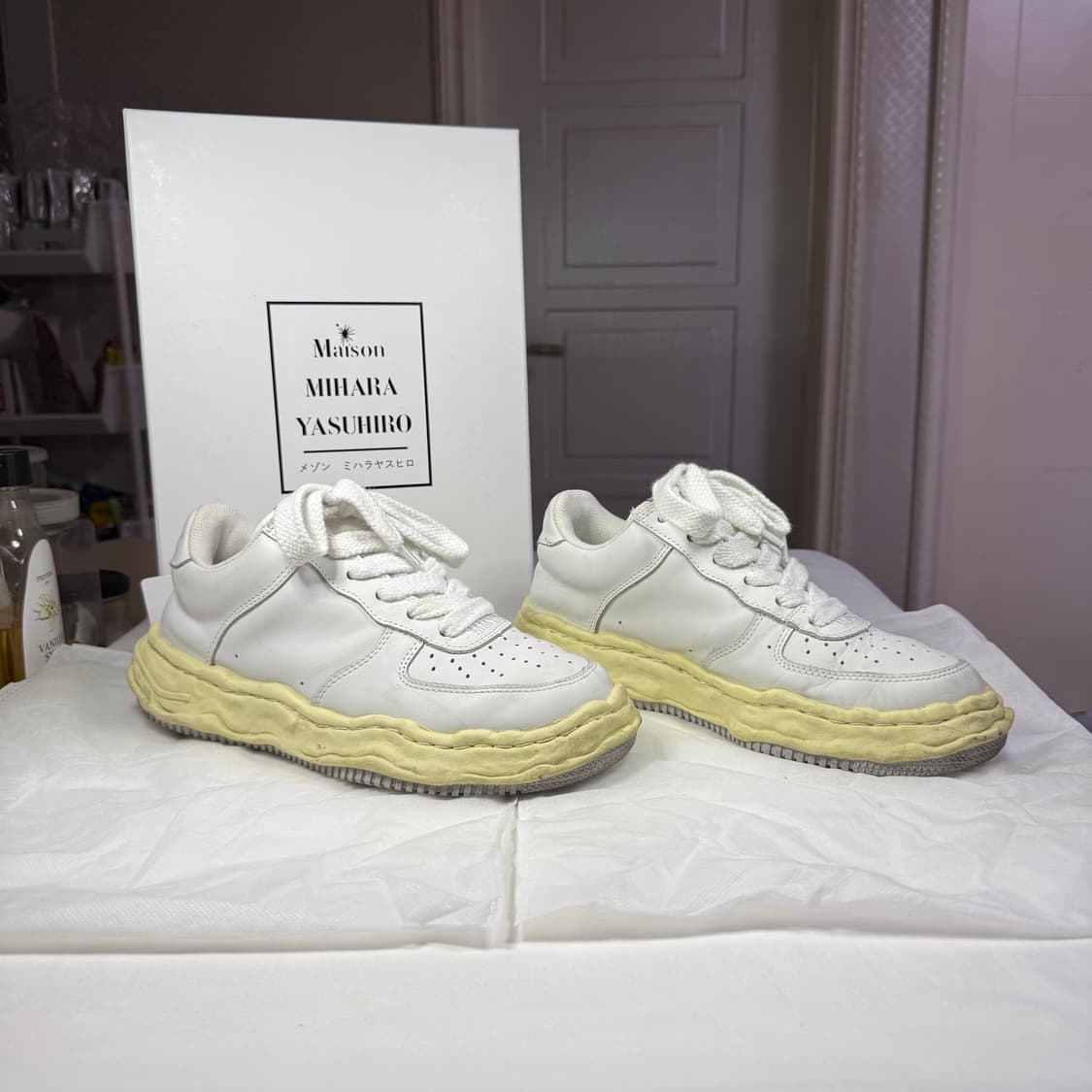 메종 미하라야스히로 웨인 VL OG 솔 레더 로우탑 스니커즈 상품이미지2