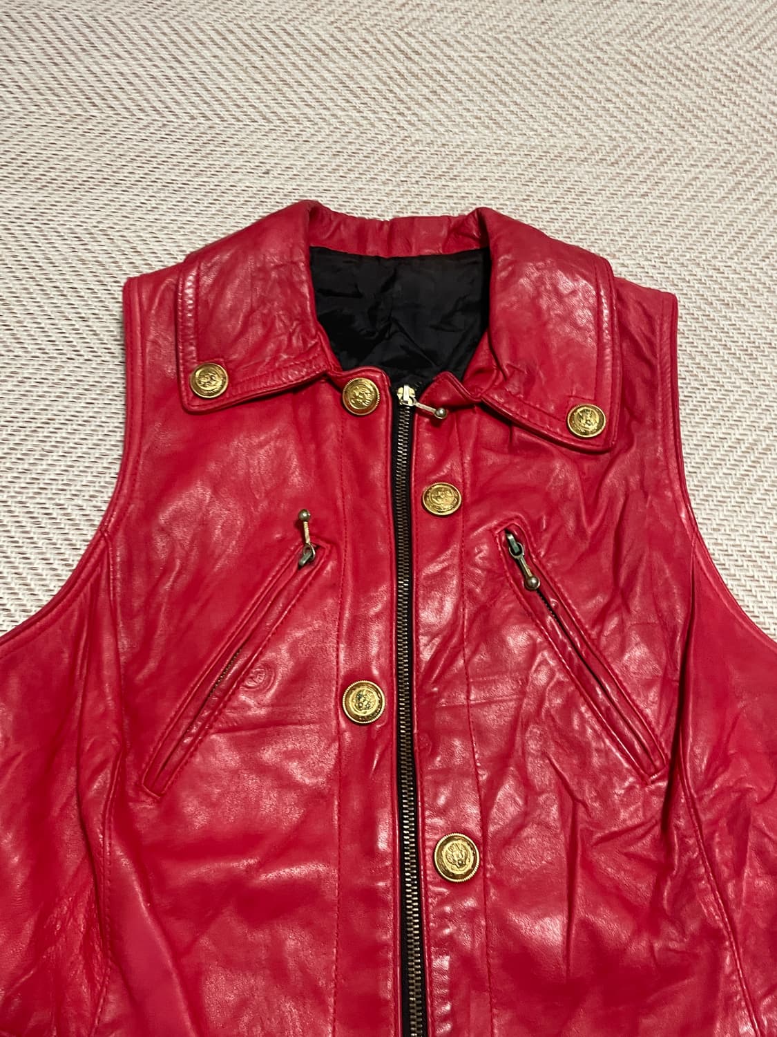 Y2k 빈티지 레더 베스트 J03261 상품이미지4