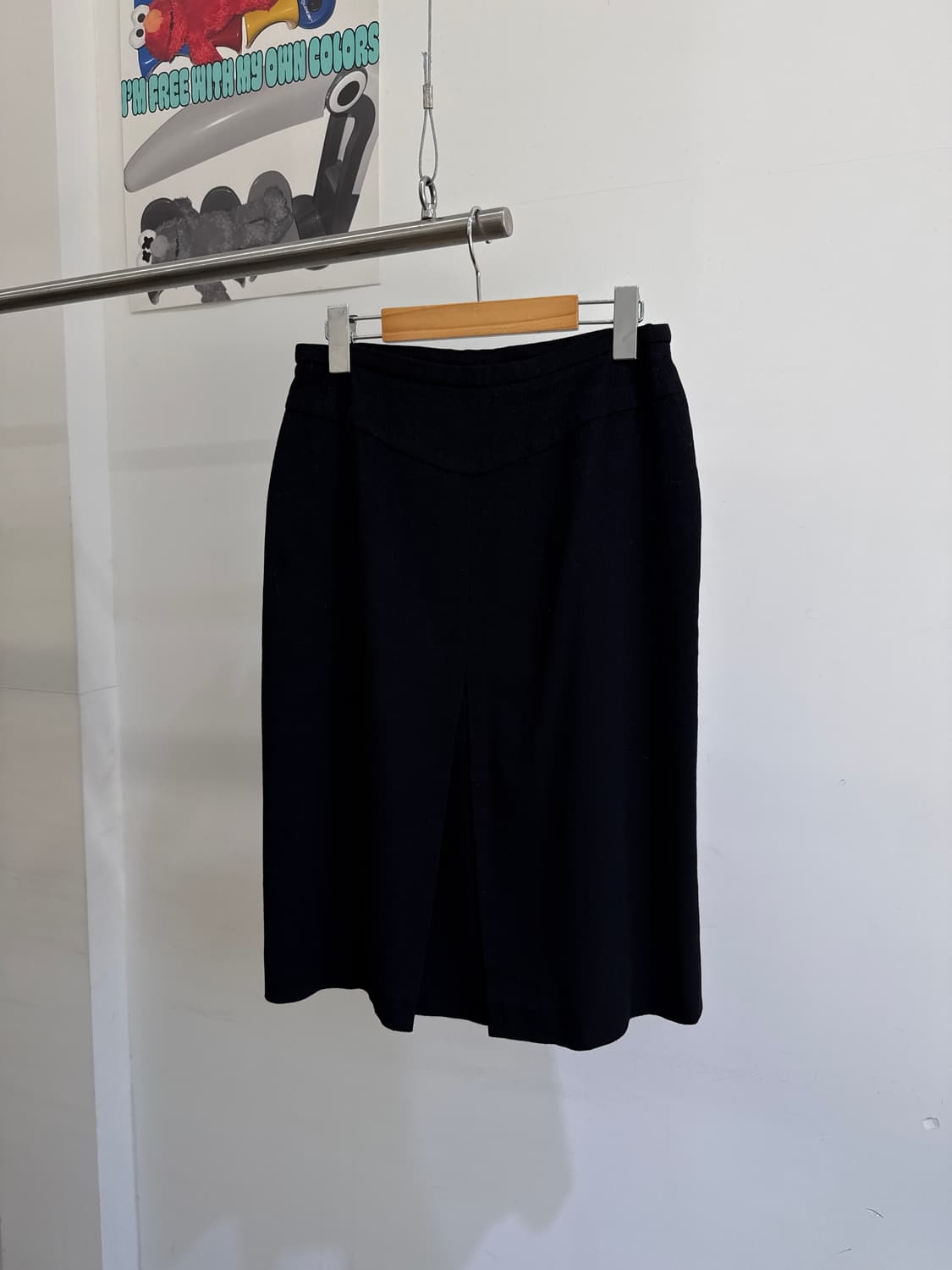 MAX MARA (Made in Italy) 울 블랙 미디 스커트  상품이미지4
