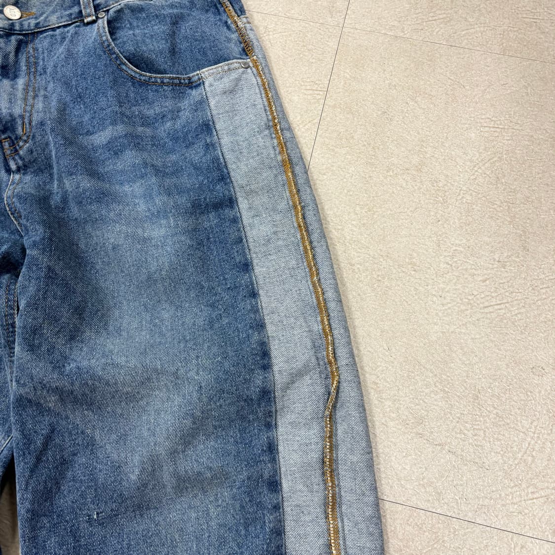 빈티지 패치워크 와이드 데님 팬츠 상품이미지2