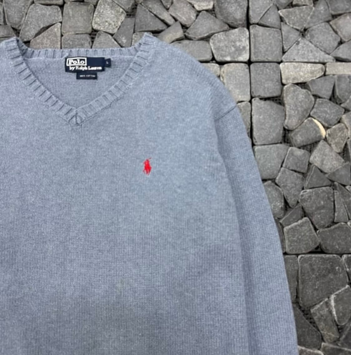 폴로 소라 브이넥 니트 L 상품이미지2