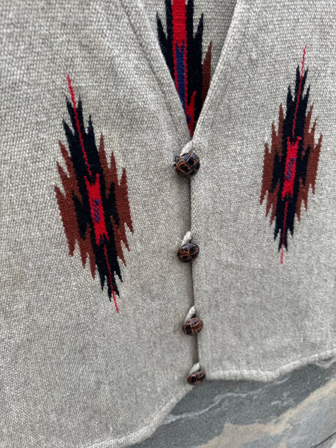 70s 오르테가 빈티지 핸드 우븐 울 네이티브 패턴 웨스턴 치마요 베스트 상품이미지5