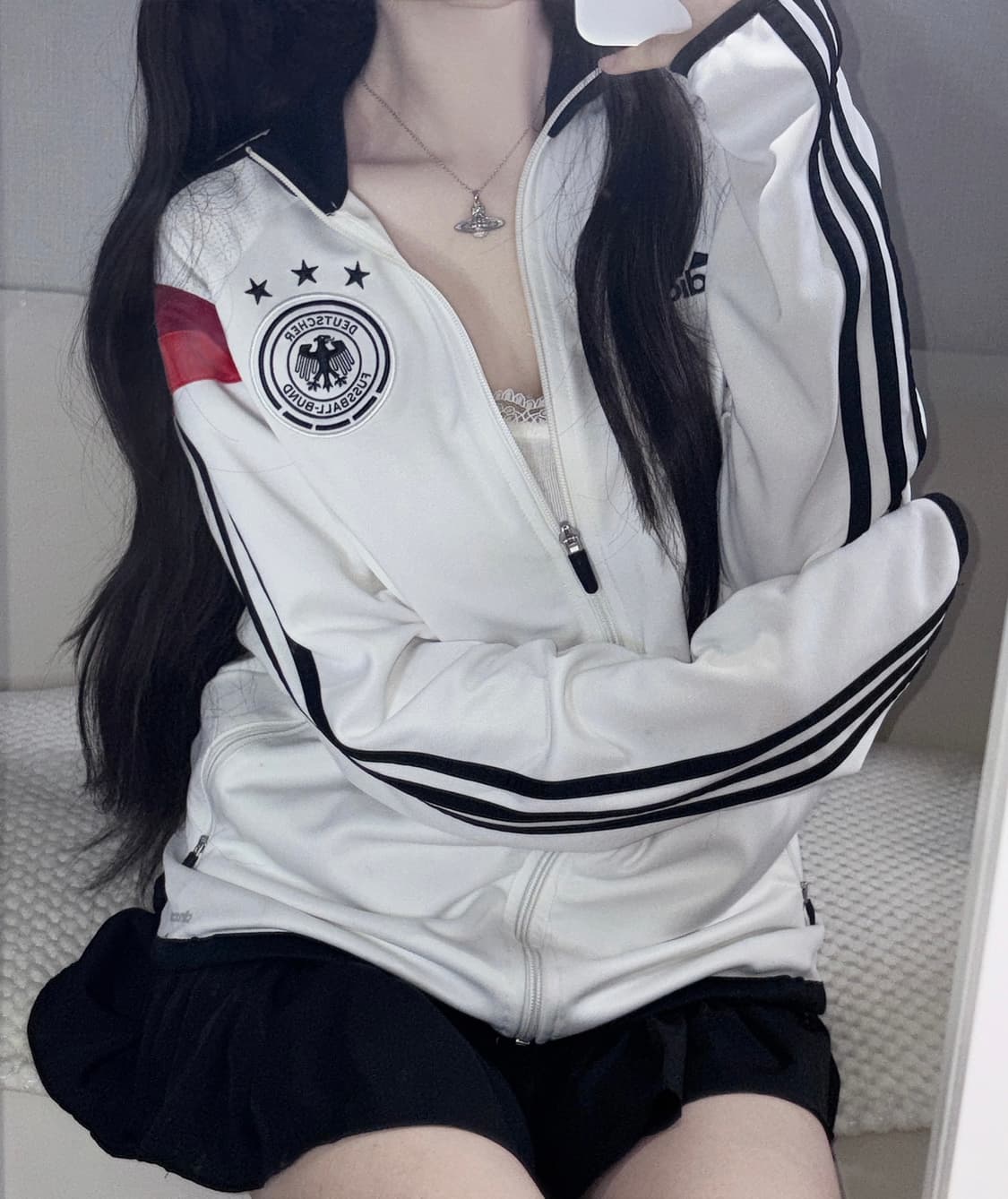 아디다스 독일 축구 국대 삼선 화이트 트랙탑 져지 100 상품이미지3