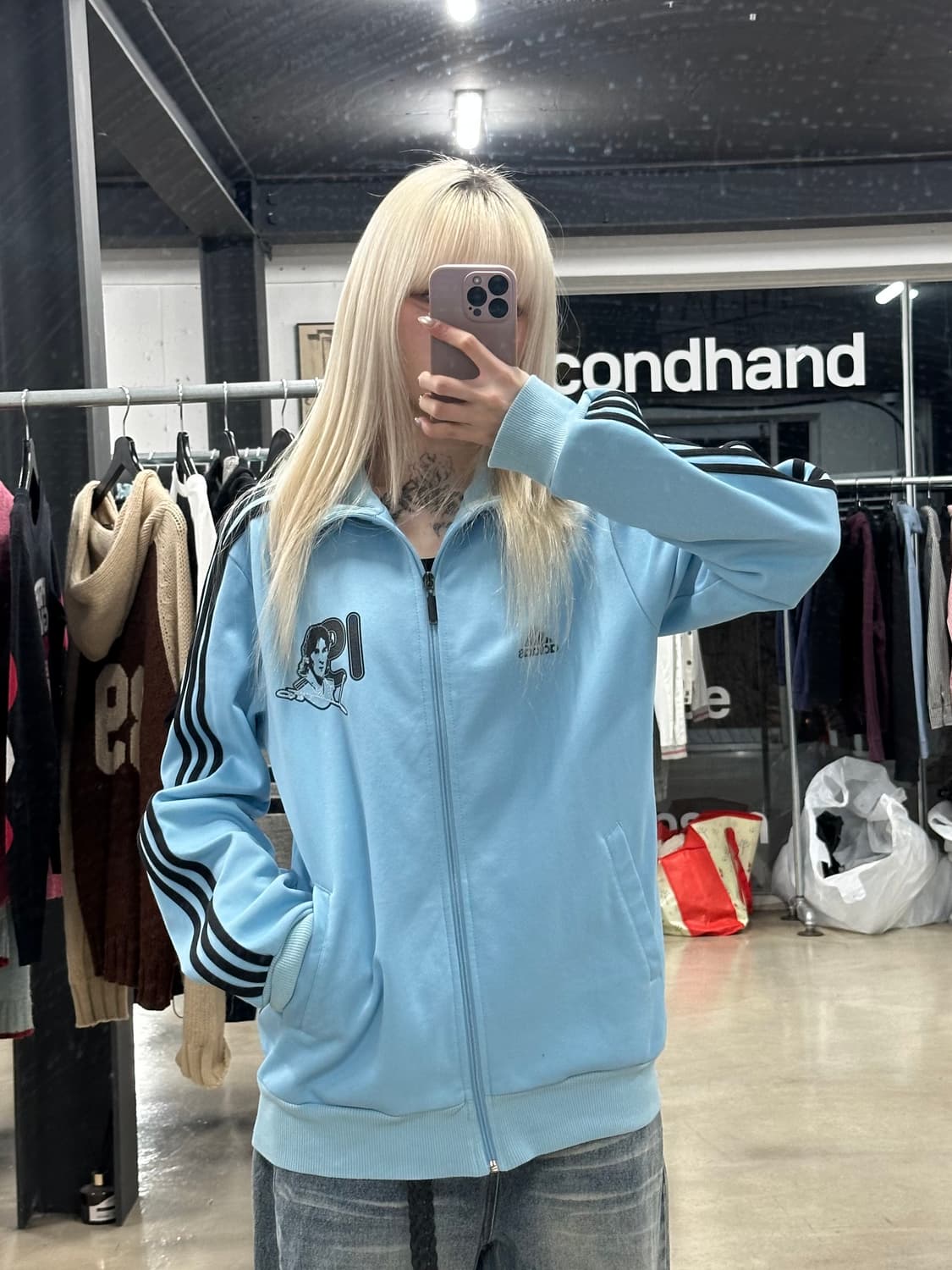 아디다스 리오넬 메시 y2k 그래픽 스카이 블루 색상 트랙탑 져지  상품이미지4