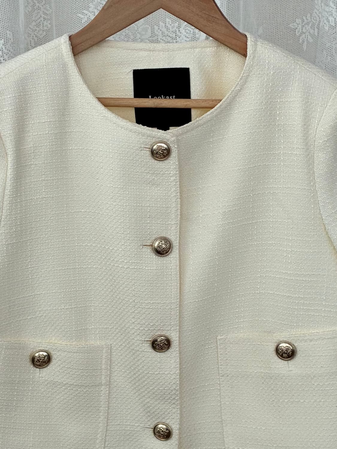 M) 룩캐스트 다나 반팔 트위드 자켓 아이보리 상품이미지3