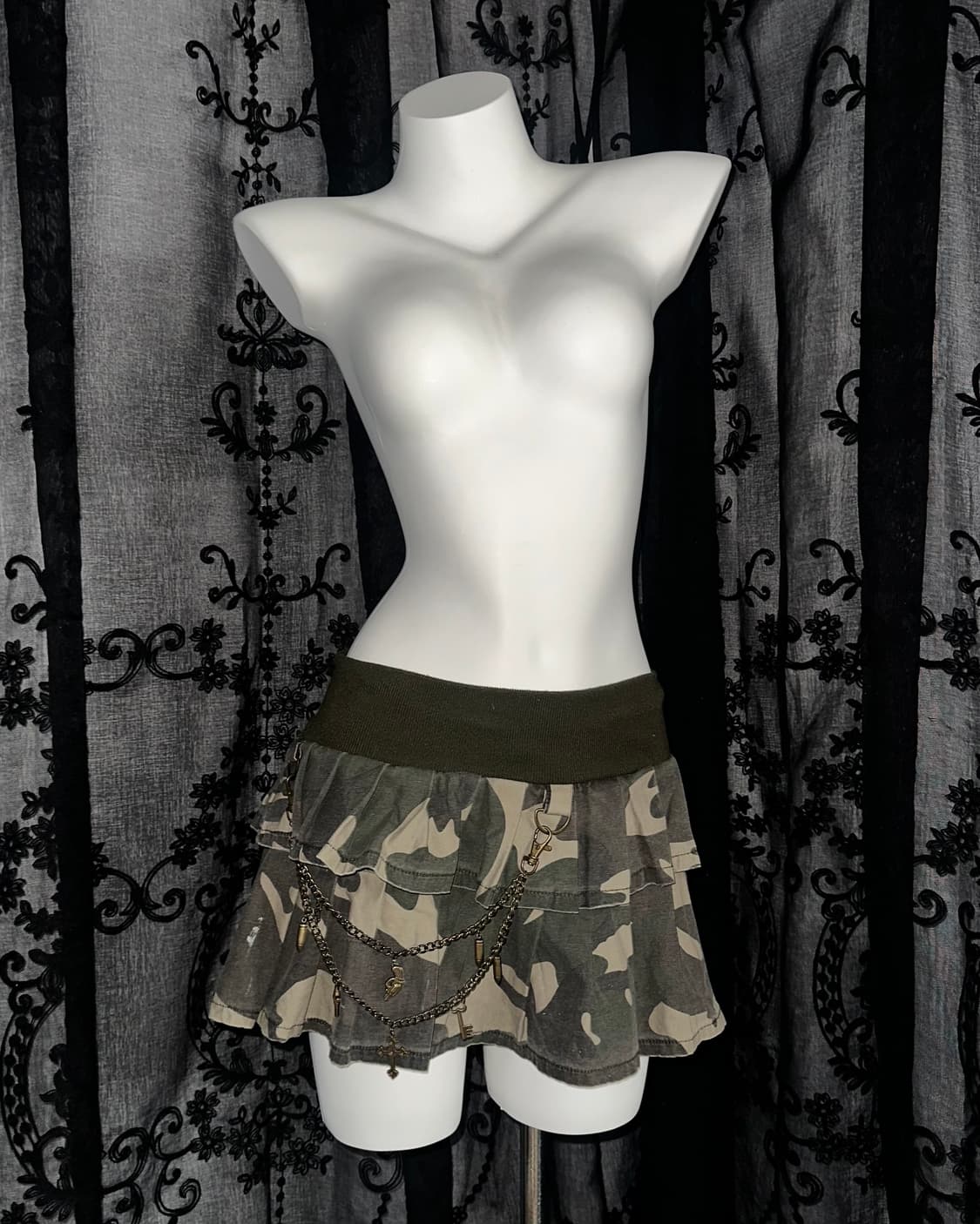 camouflage chain layered mini skirt 상품이미지1