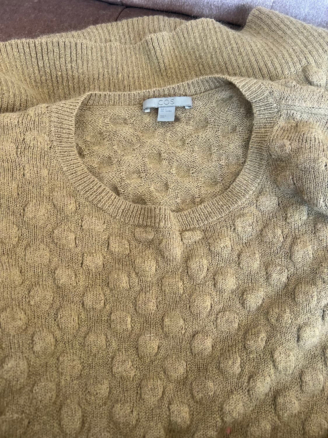 코스 COS 남성 카멜베이지 라운드울니트 울코튼니트 상품이미지5