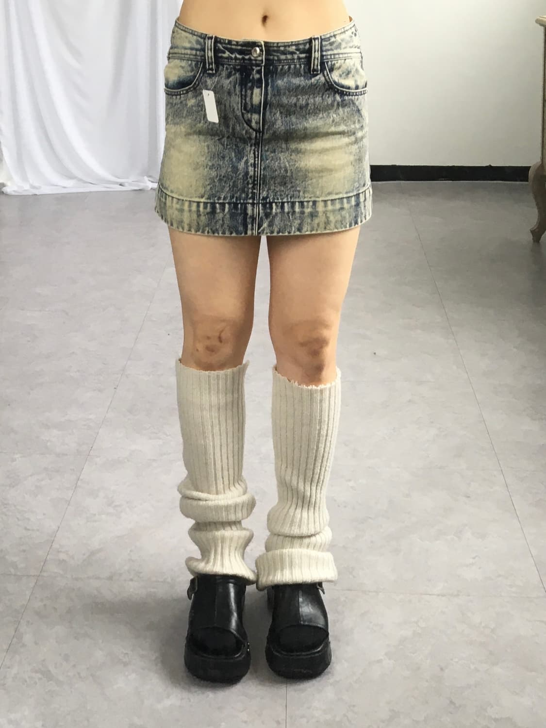 Denim washing mini skirt 상품이미지1