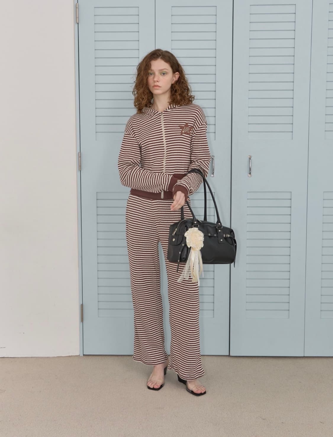 [레터리X젤라비]스트라이프 후드 집업 팬츠 셋업 상품이미지3