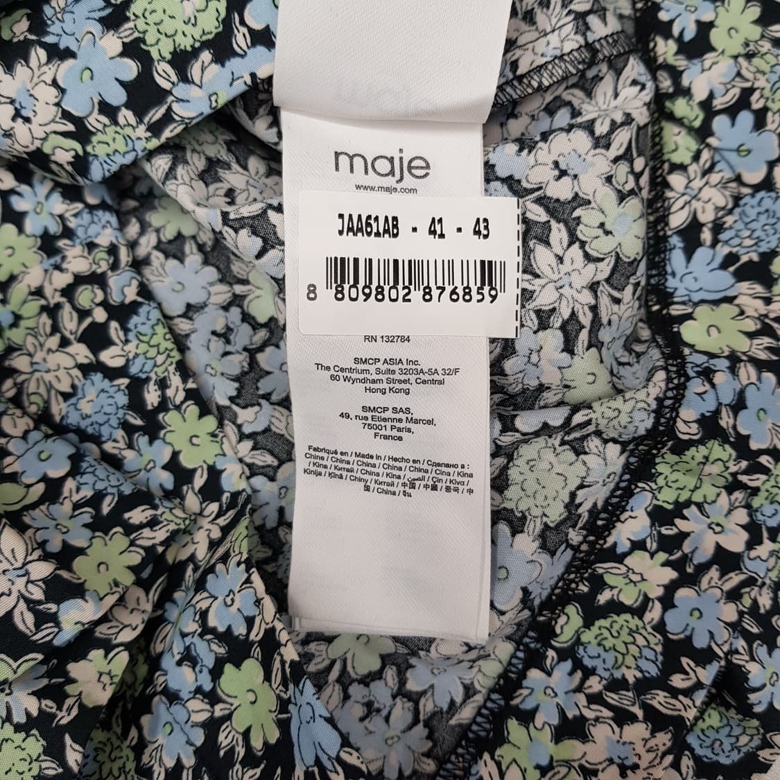 마쥬 플라워 패턴 레이스 카라 퍼프소매 미니 원피스 36사이즈 상품이미지9