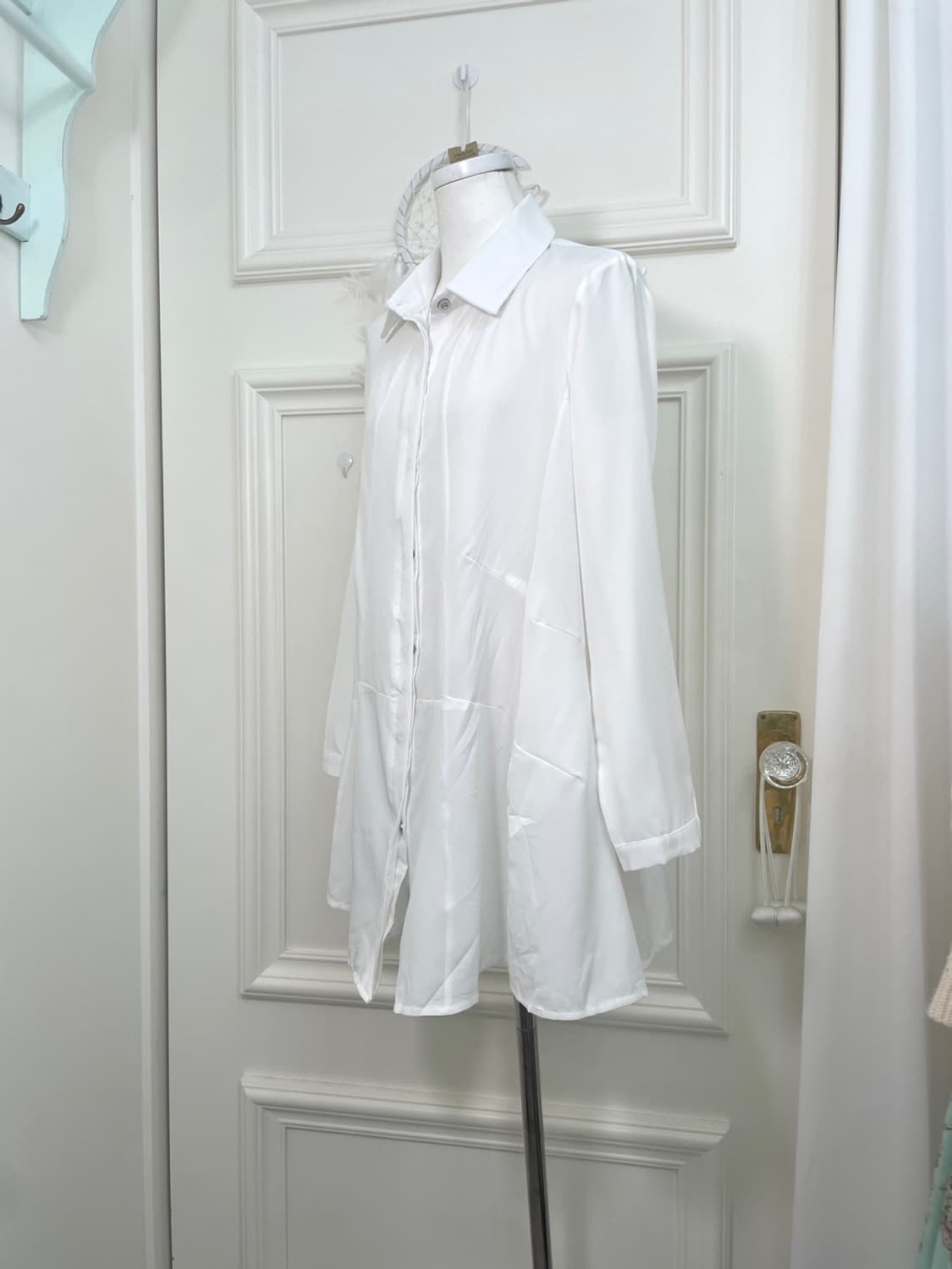 white flare mini shirt opc&pink lace sat 상품이미지8