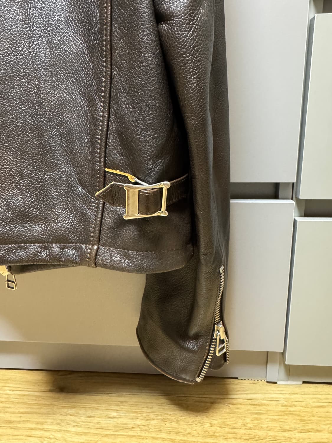 토니웩 크롭 레더자켓 브라운 m 상품이미지4