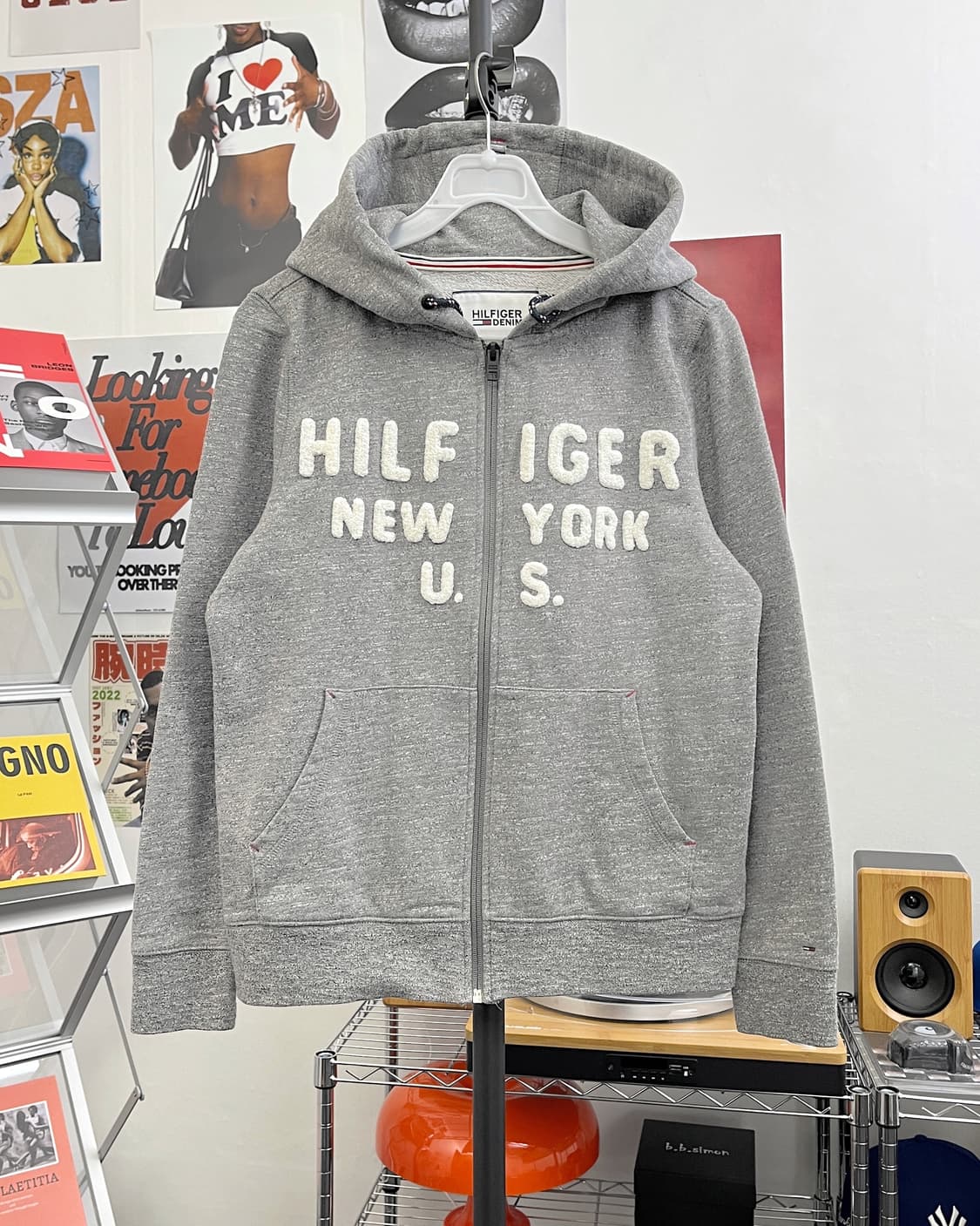 타미힐피거 아플리케 로고 그레이 후드집업 상품이미지5