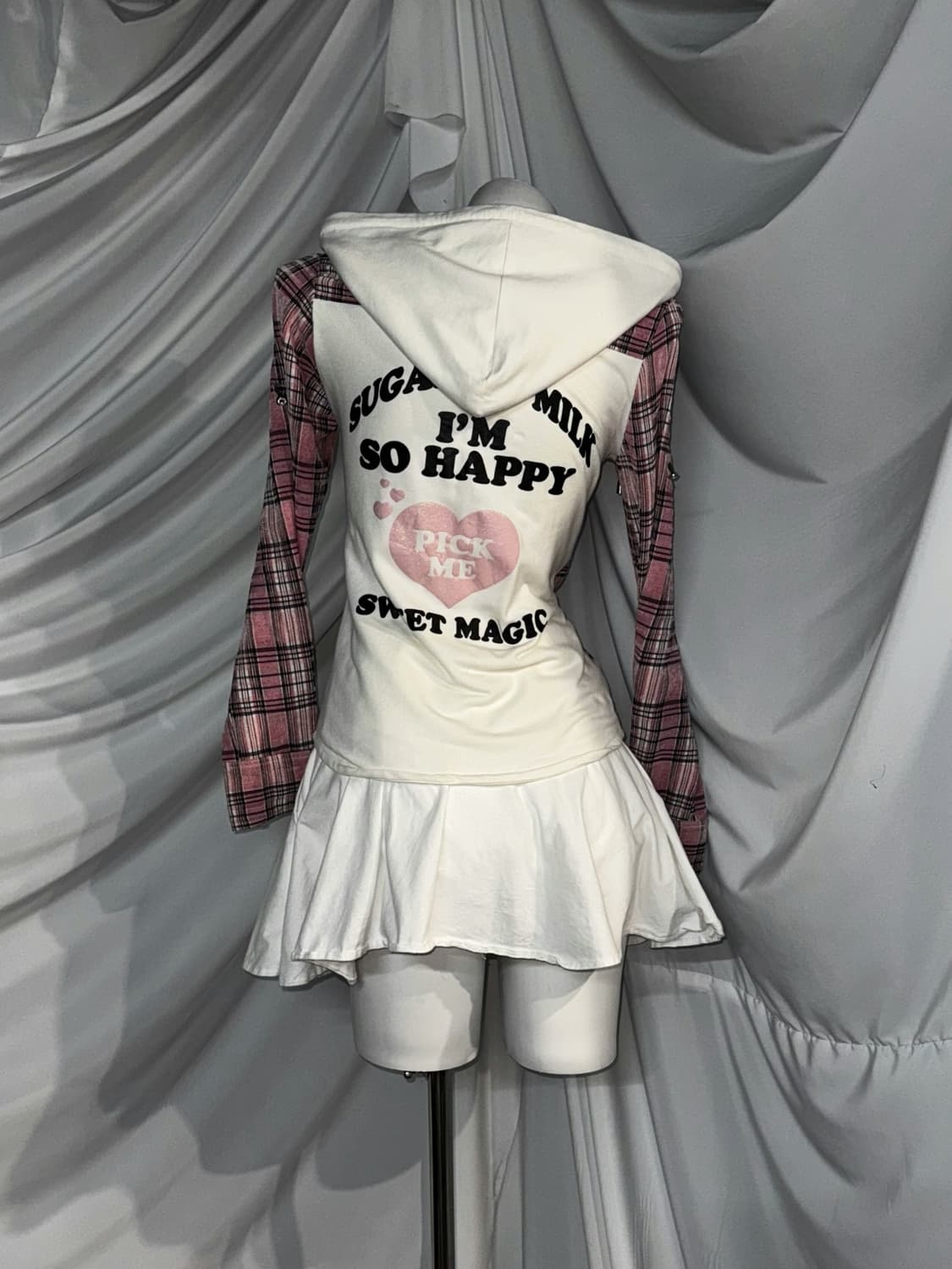 Tralala 트랄라라 핑크 체크 데일리키치 코디세트  상품이미지5