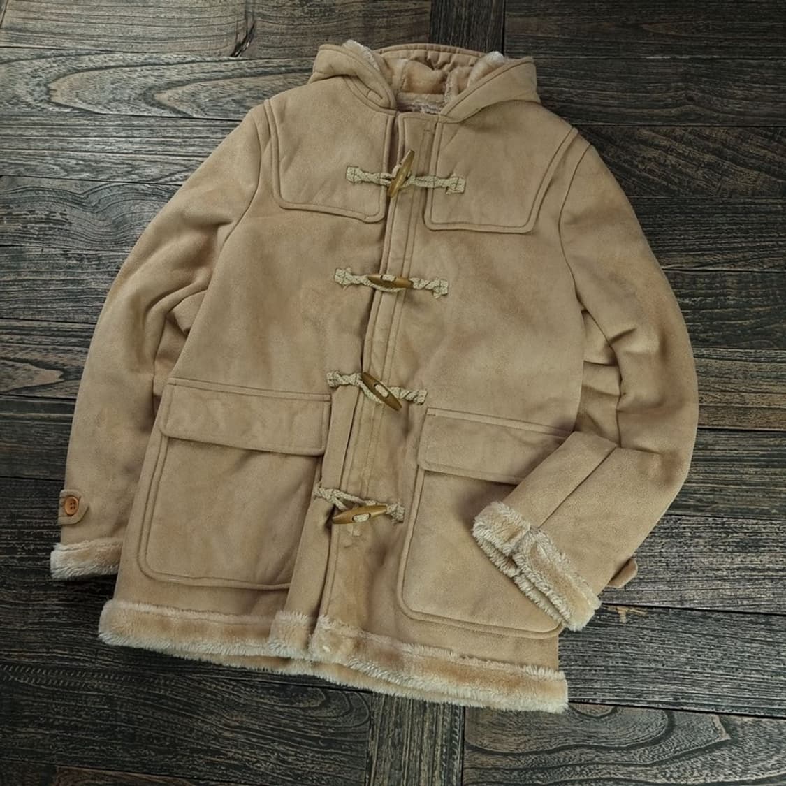 [일본빈티지] 안감 퍼 스웨이드 토글 후드 더플 코트 M18306 상품이미지1