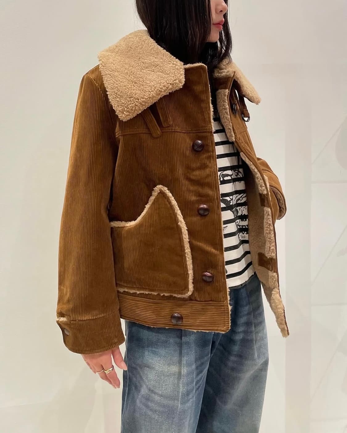 R13 코듀로이 무스탕 퍼 자켓 르세라핌 홍은채 착용 상품이미지7