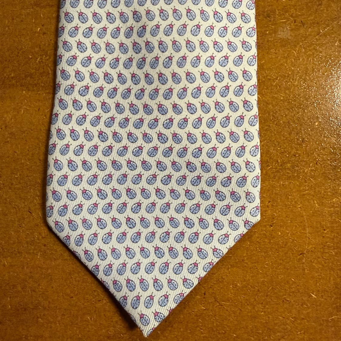 에르메스 HERMES 라이트 블루 미니 패턴 실크 넥타이 상품이미지5