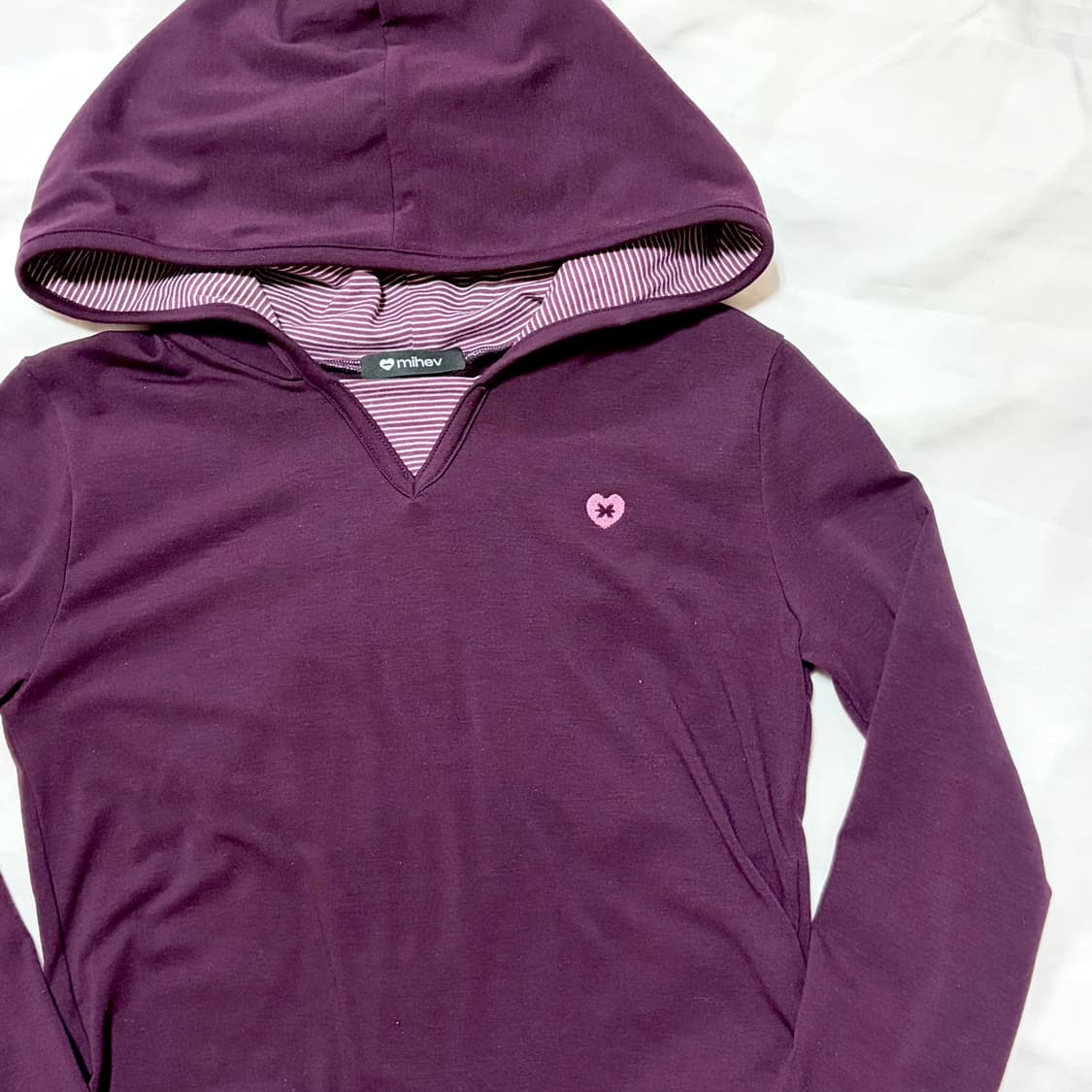 새상품) 미헤브 mihev 프릴 레이어드 후드 퍼플 상품이미지4