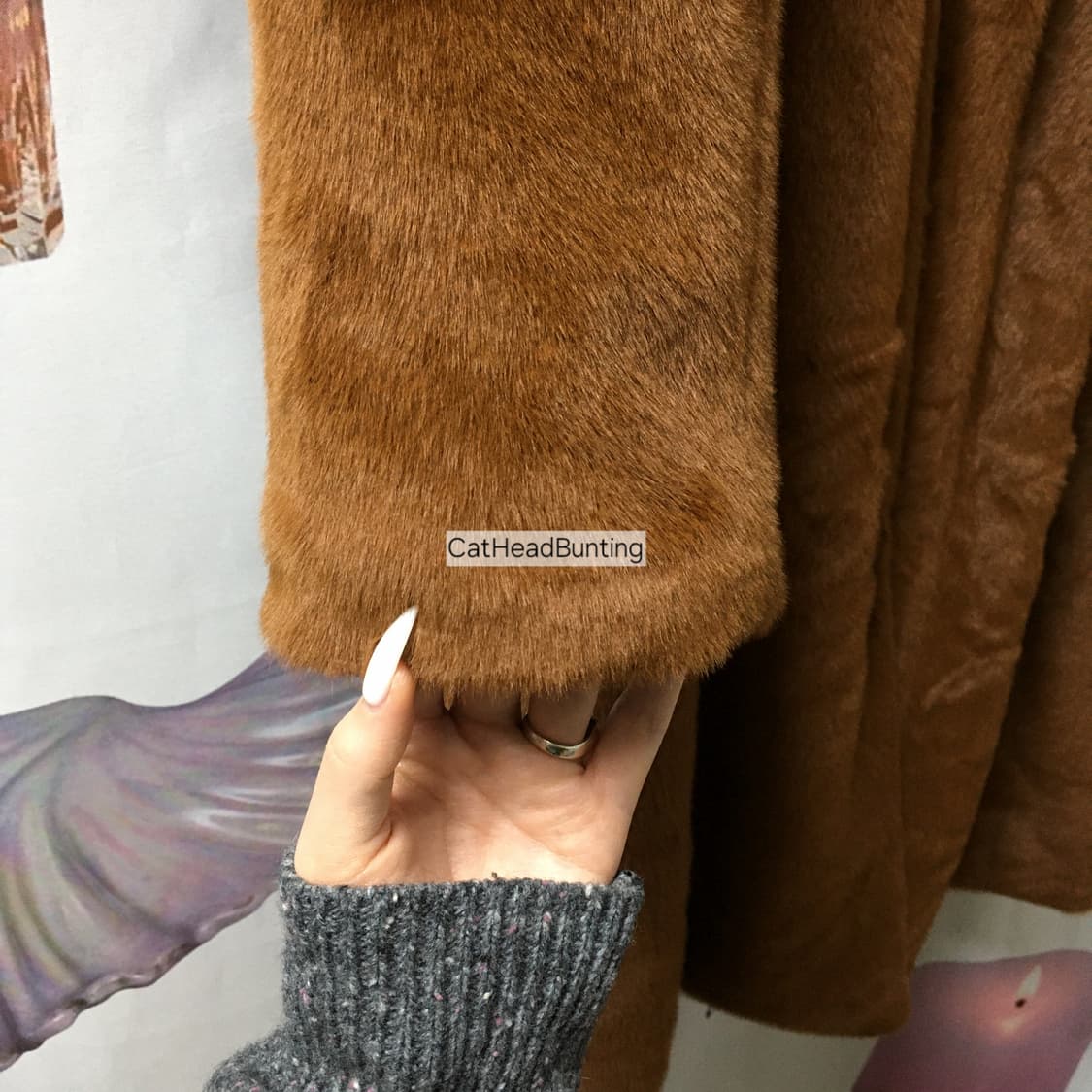 Camel maxi long fur coat 카멜 맥시 롱 퍼 코트 상품이미지6