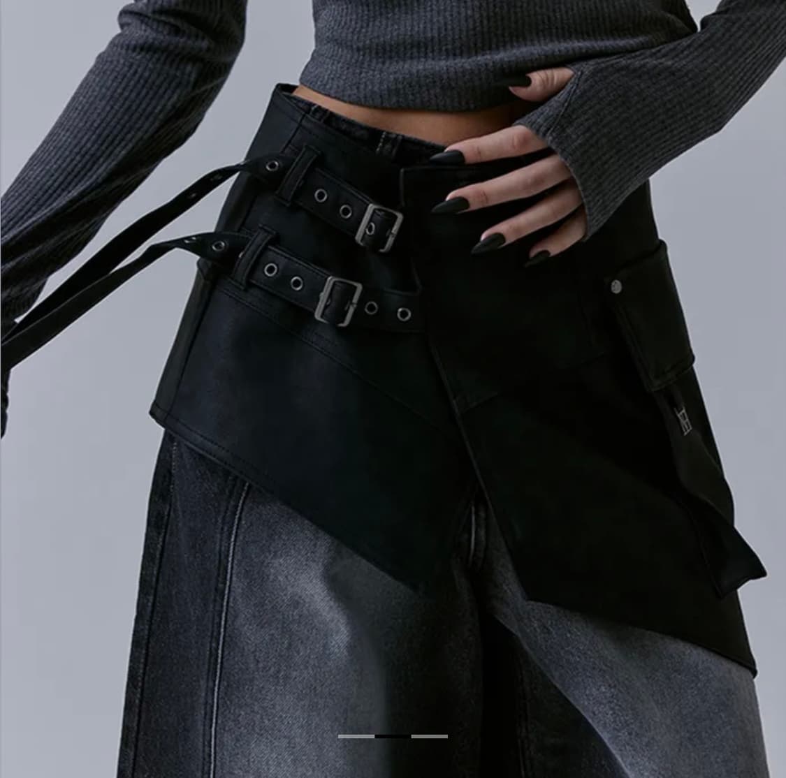트리밍버드 레더랩스커트 Belted Layered Leather Wrap 상품이미지4
