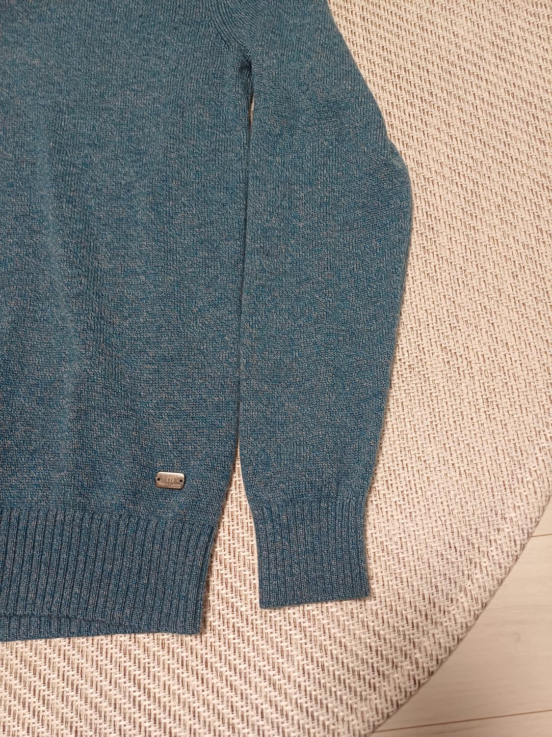 [Cashmere 5%] 헨리코튼 하프집업 블루 멜란지 니트 (100) 상품이미지2