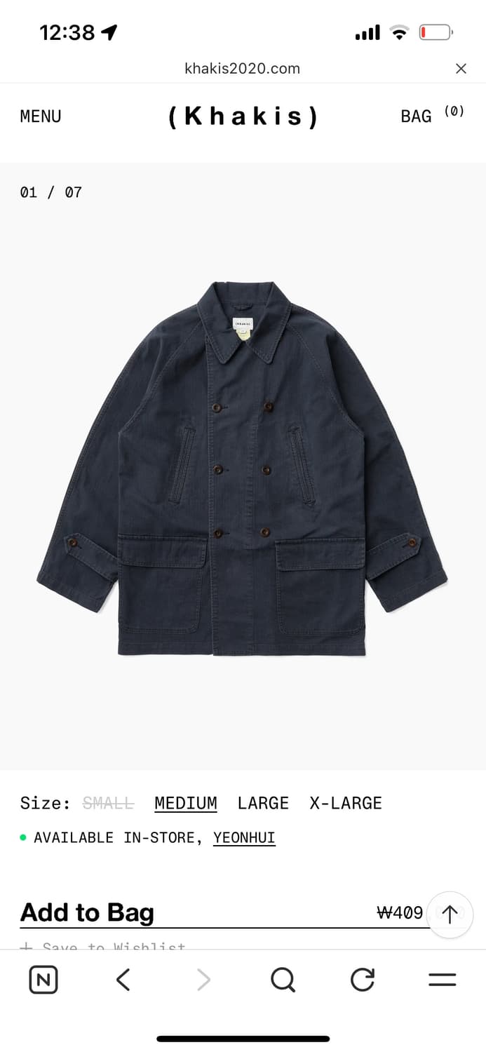 Khakis Double Chore Coat Navy, 상품이미지1