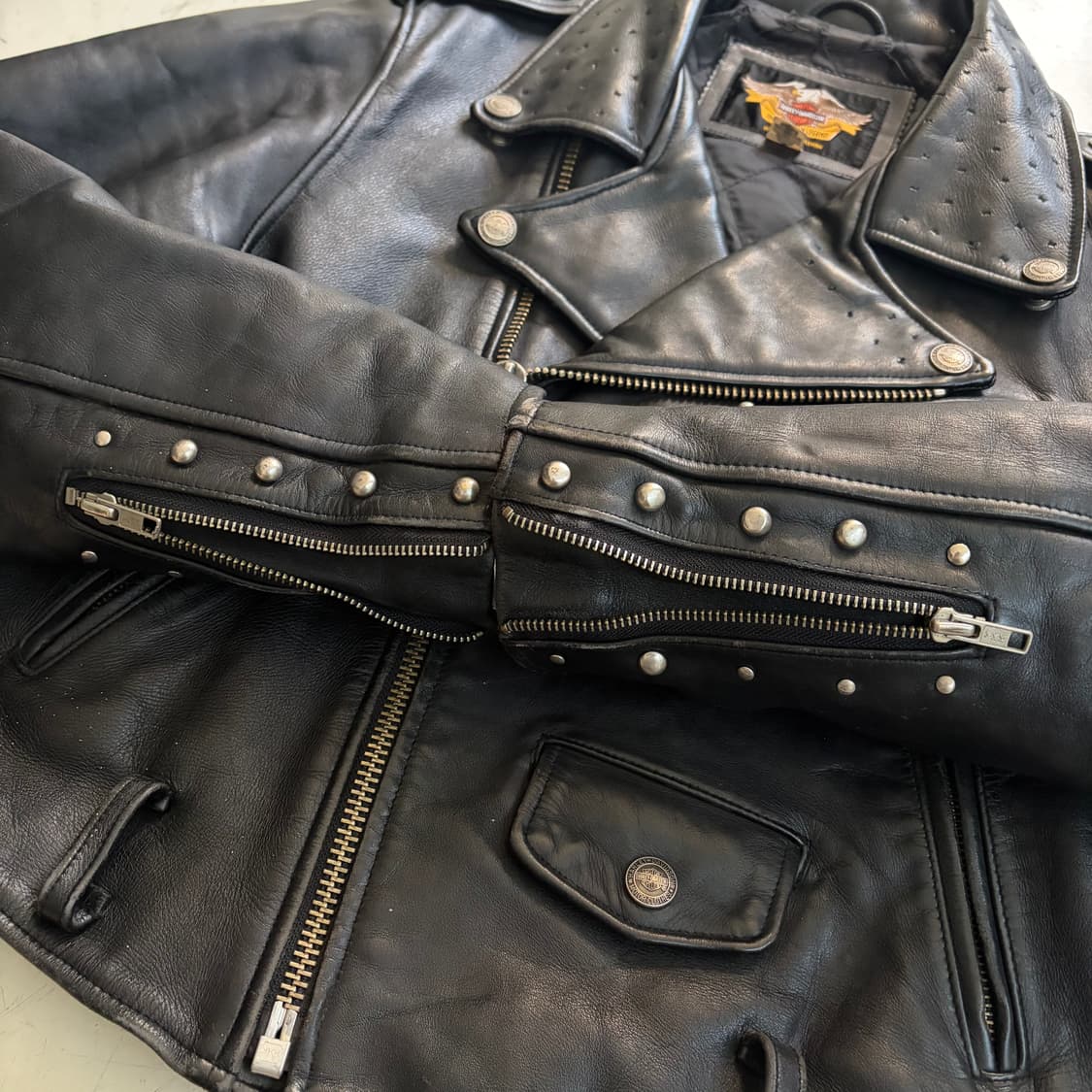 할리데이비슨 빈티지 소가죽 라이더 자켓 M 상품이미지6