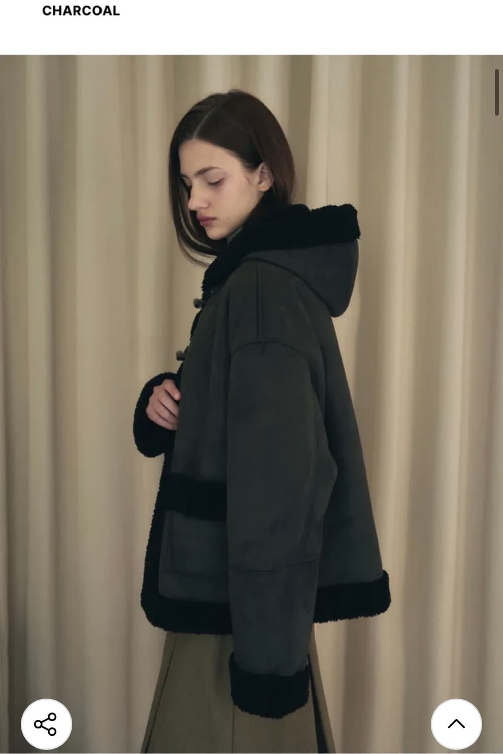 레더리 무스탕 후디 더플 자켓 [CHARCOAL] 판매 상품이미지4