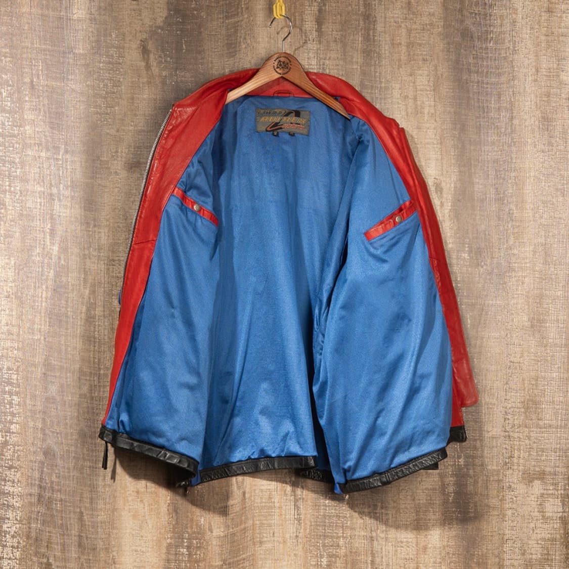 [3XL] 80s~ 아비렉스 컬러블럭 레더 레이싱 자켓  상품이미지9