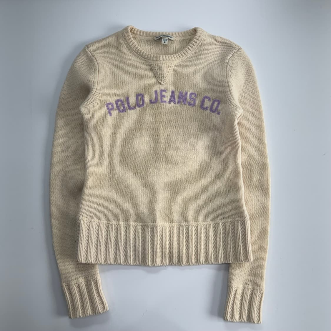 Polo jeans 폴로 진스 라이트 퍼플 로고 아이보리 니트 상품이미지3