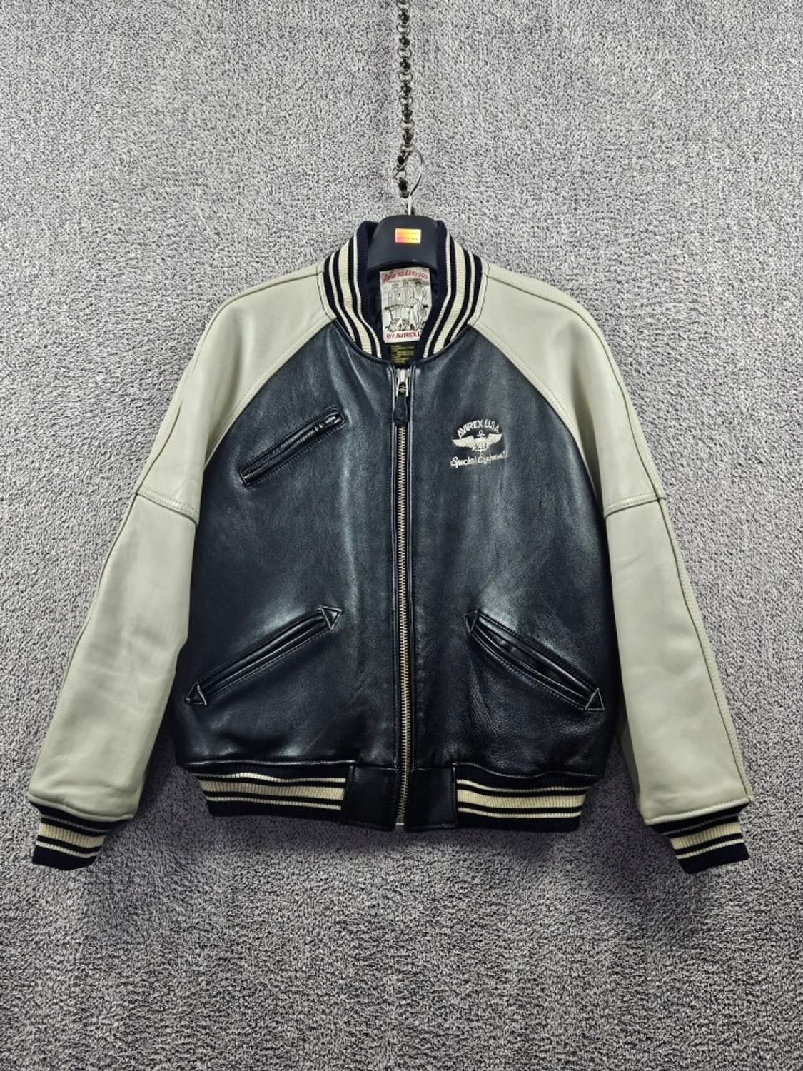 아비렉스 아이콘 가죽 배색 블루종 자켓 ( M ) / 10979 상품이미지3