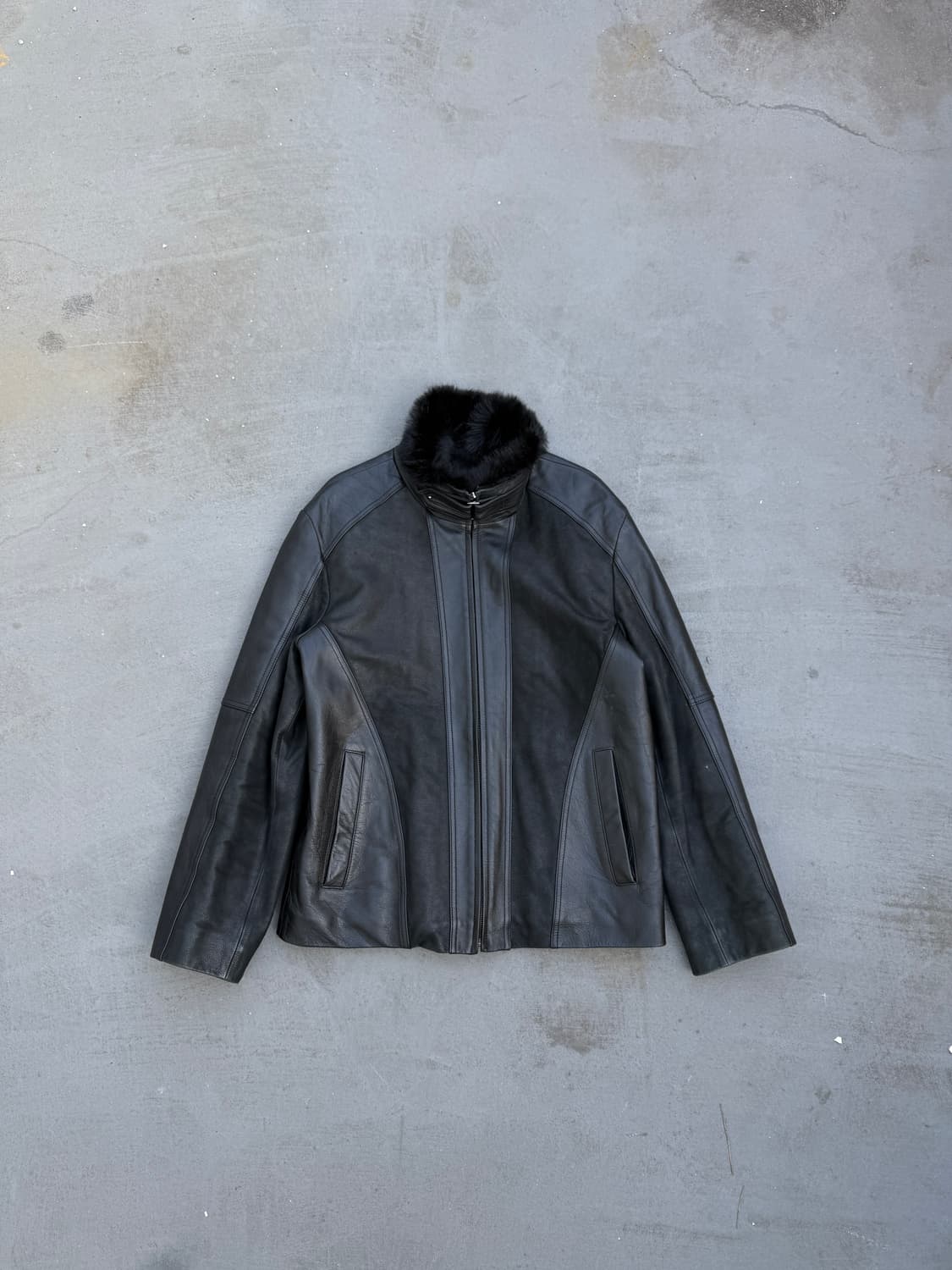 지오지아 퍼 트리밍 가죽자켓 상품이미지4