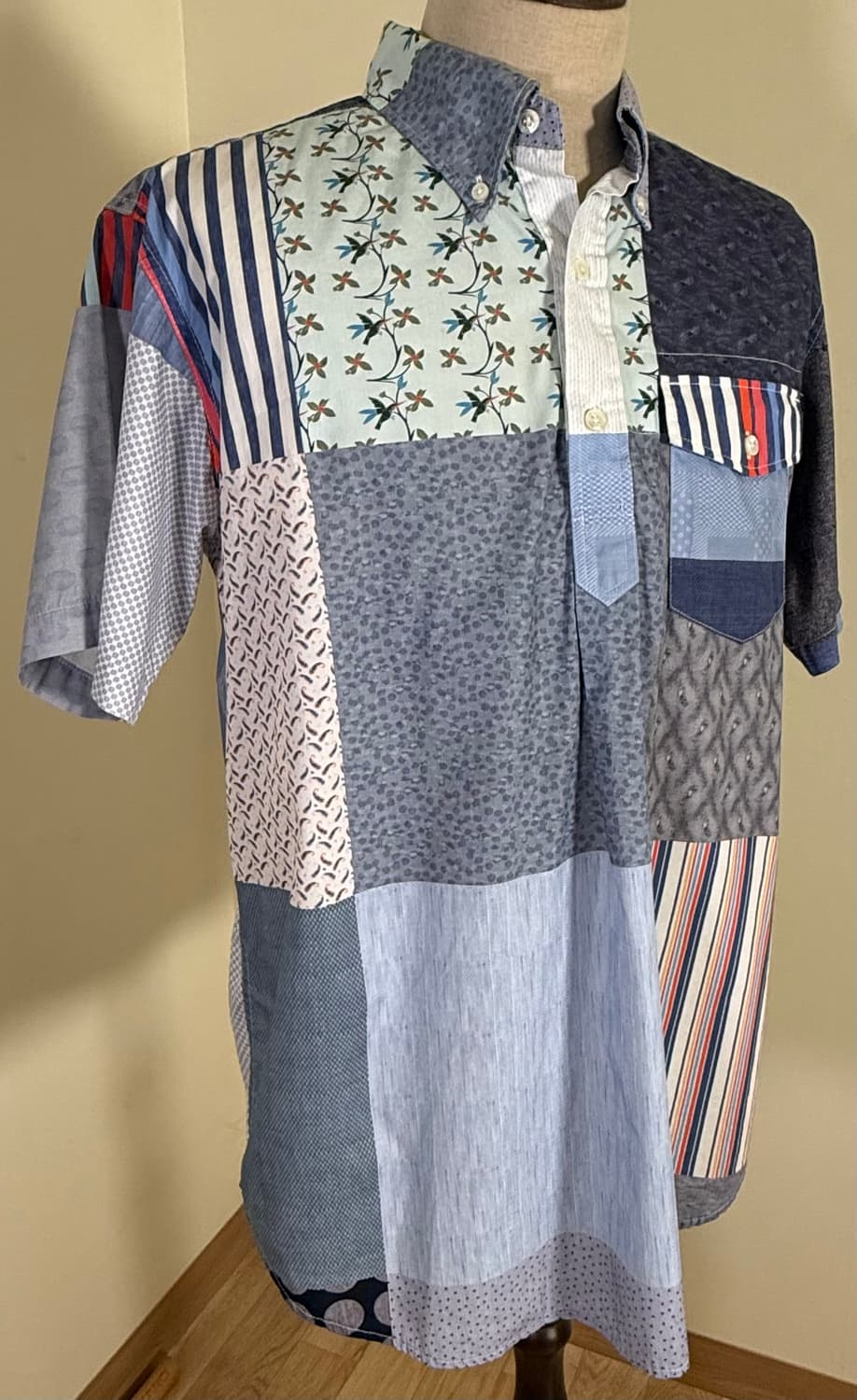 Engineered Garments 패치워크 반팔 셔츠 M (Made i 상품이미지4