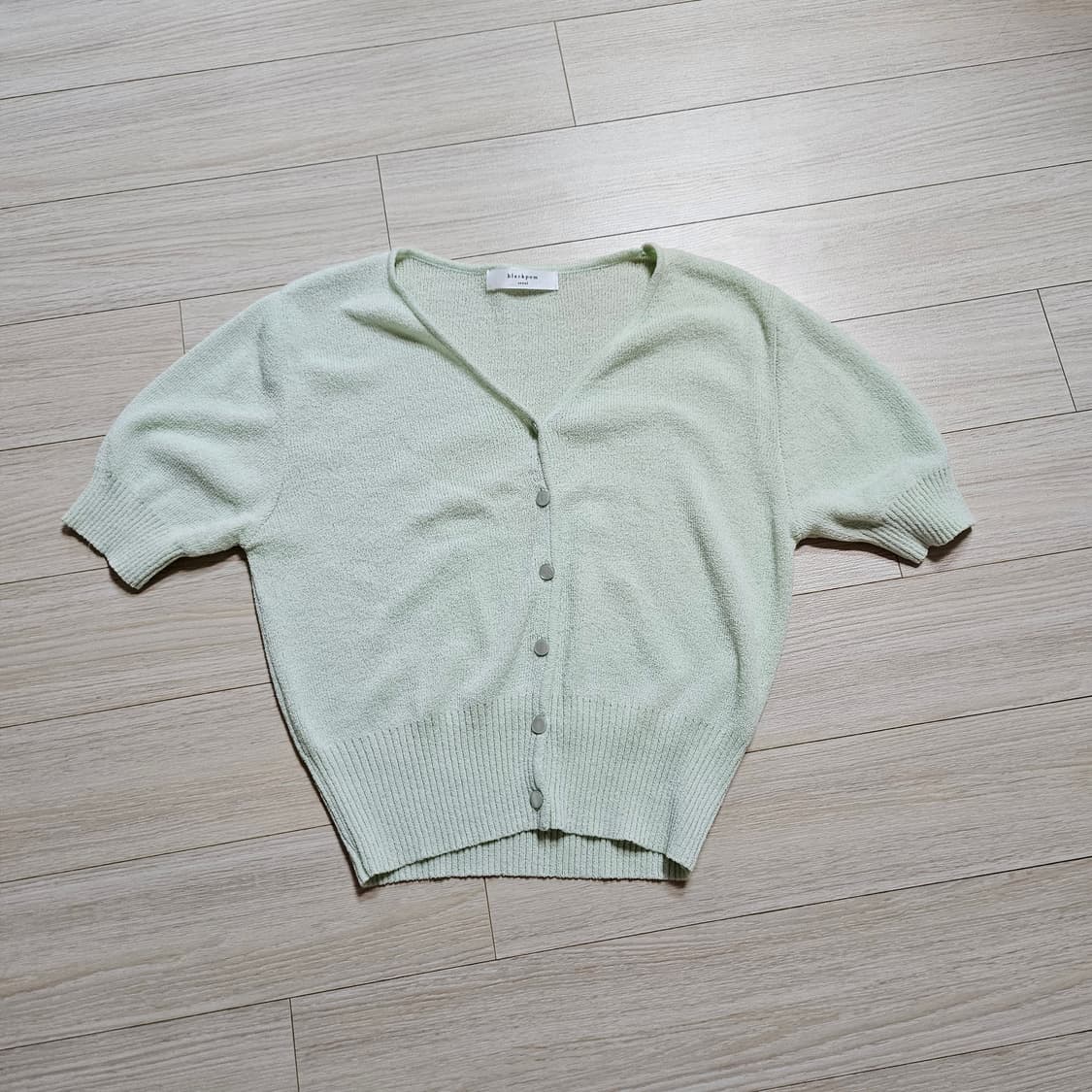 연두색 크롭니트 반팔가디건 상품이미지1