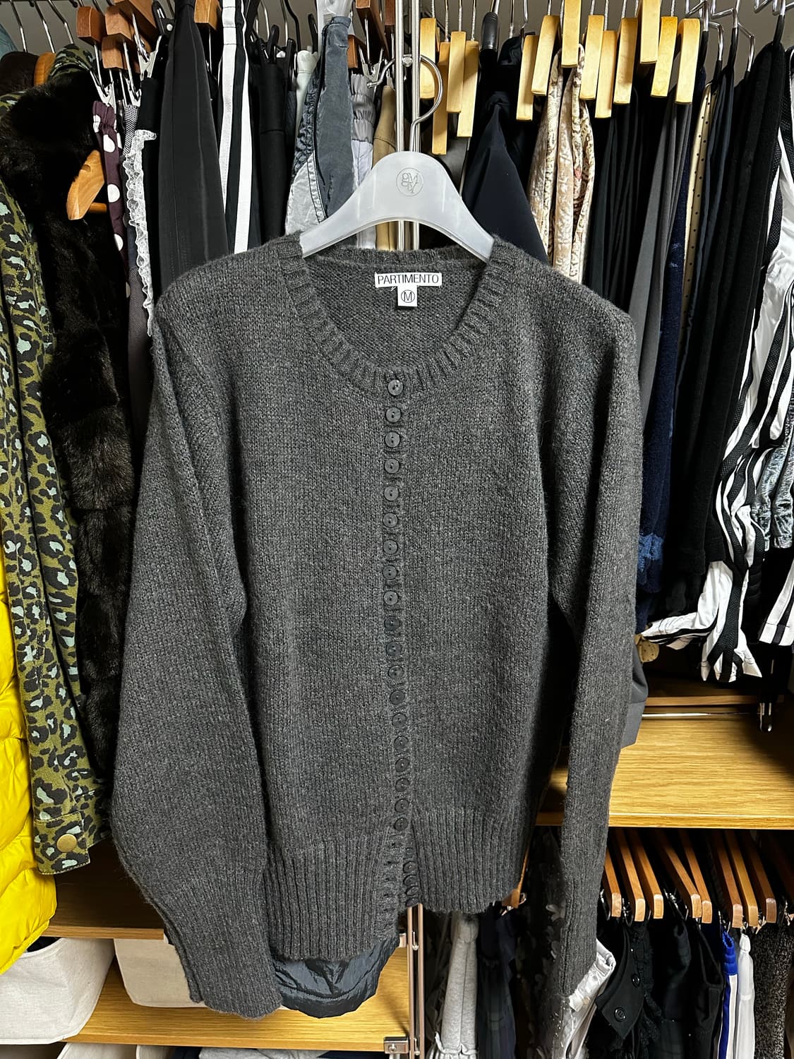 파르티멘토 와이드 리브 버튼업 니트 가디건 상품이미지1