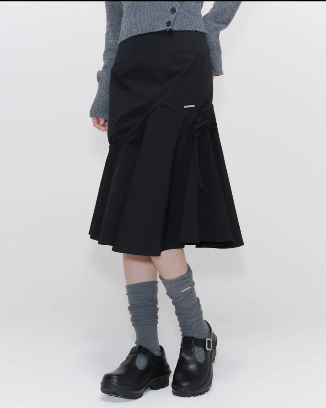 미세키서울 Shirring ruffle midi skirt BLACK 상품이미지1
