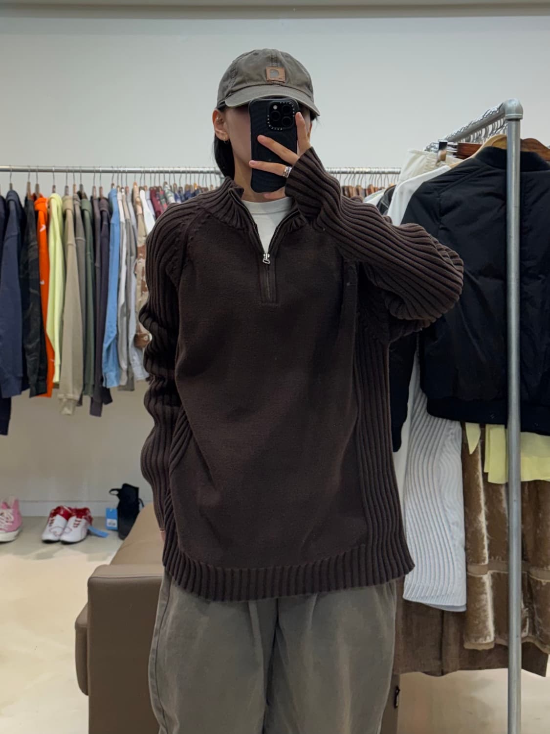 리바이스 골지 니트 반집업 상품이미지1