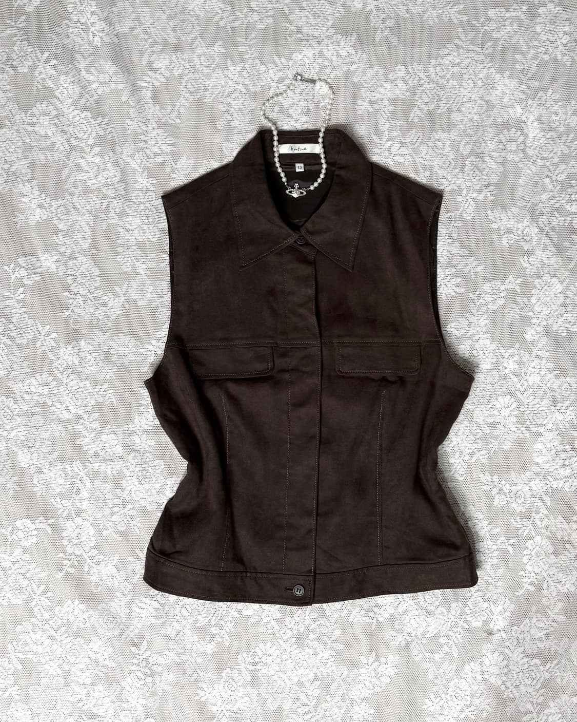 브라운 카라 투 포켓 베스트 상품이미지4