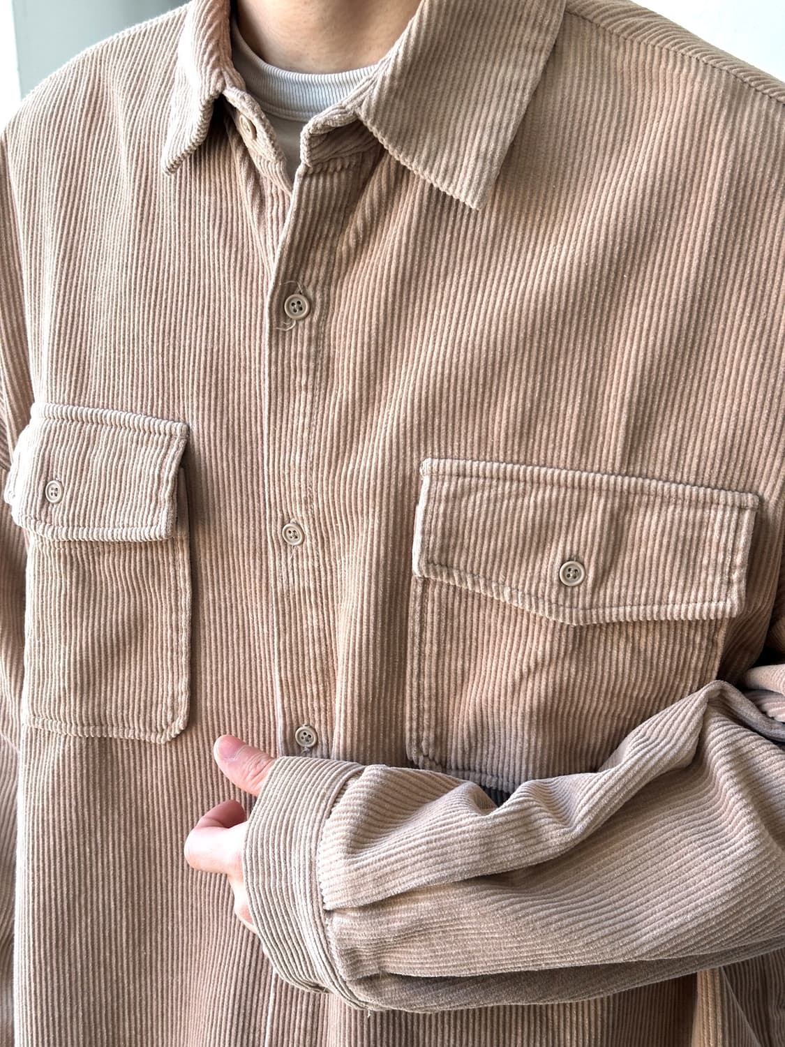 Cord design wide silhouette L/S shirt 상품이미지7